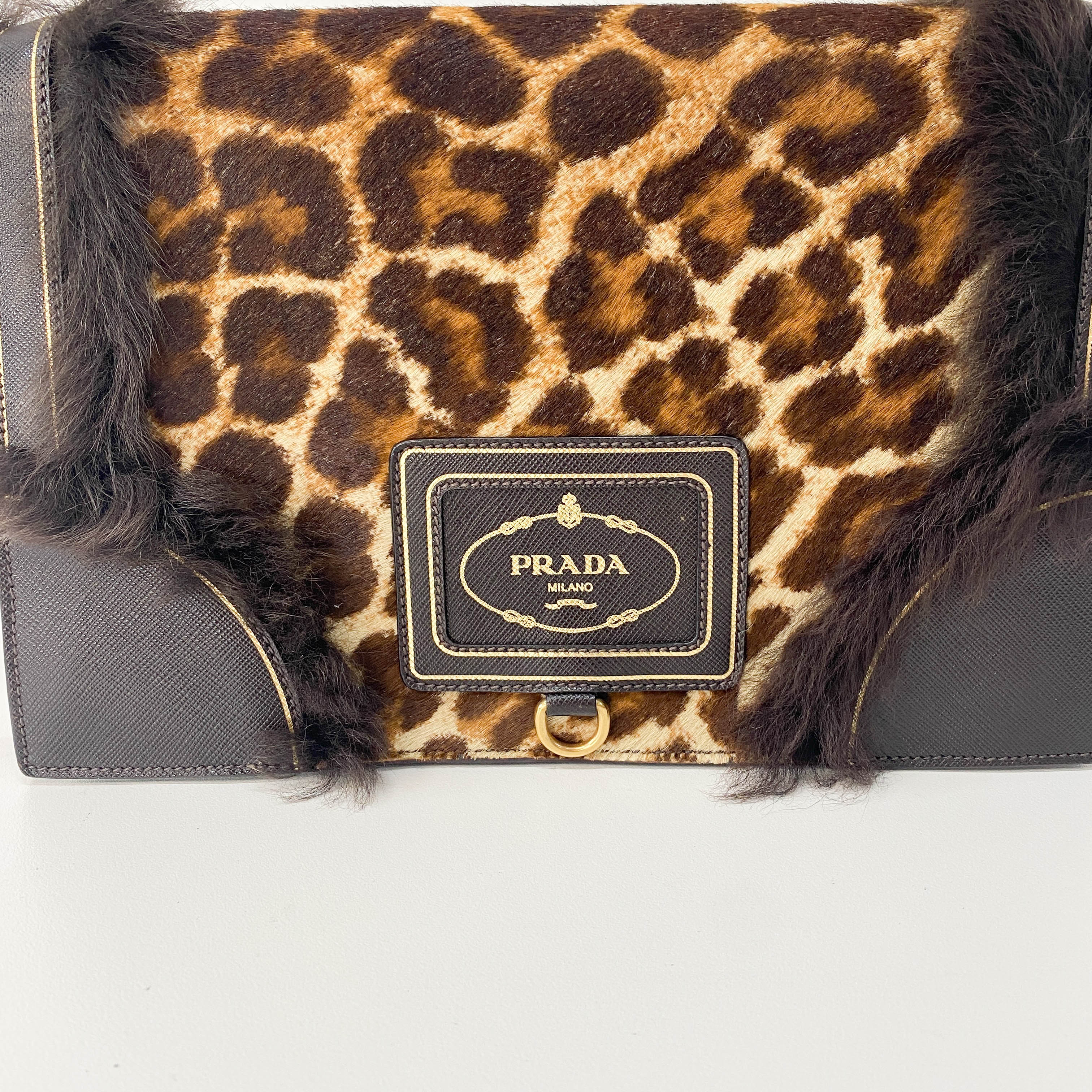 Leopard Print and Fur Stripe Bag