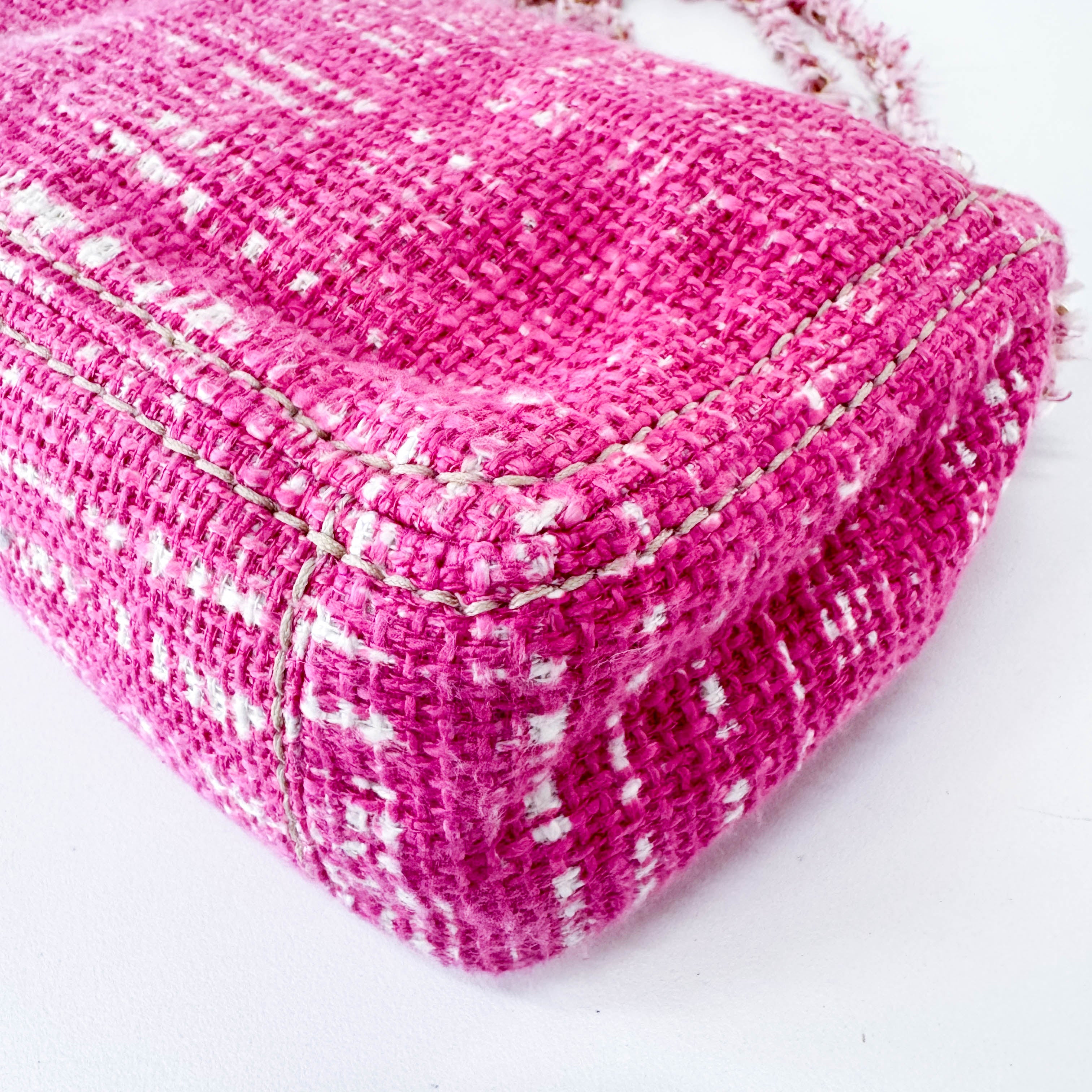 Pink Sound Lock Tweed Shoulder Bag