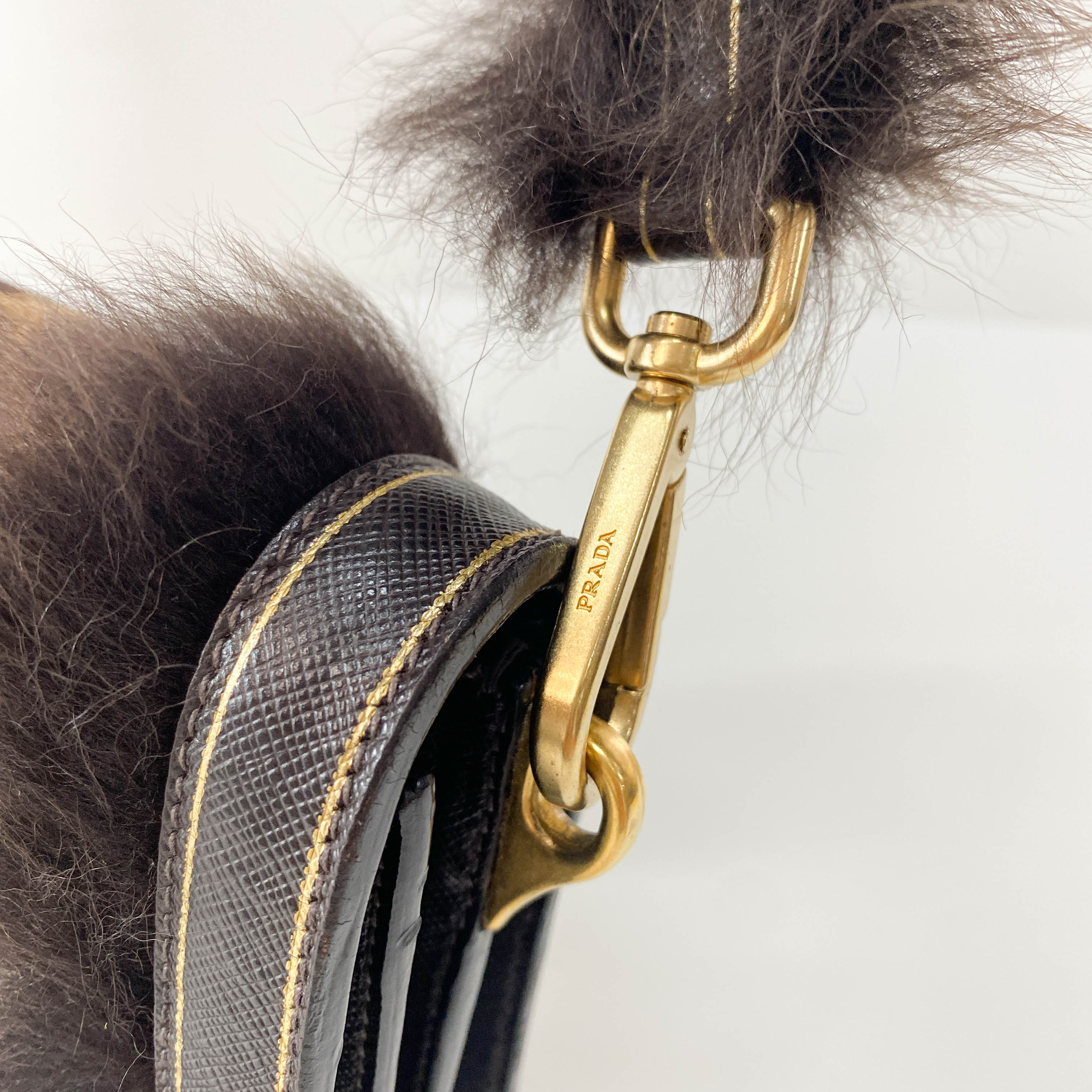 Leopard Print and Fur Stripe Bag