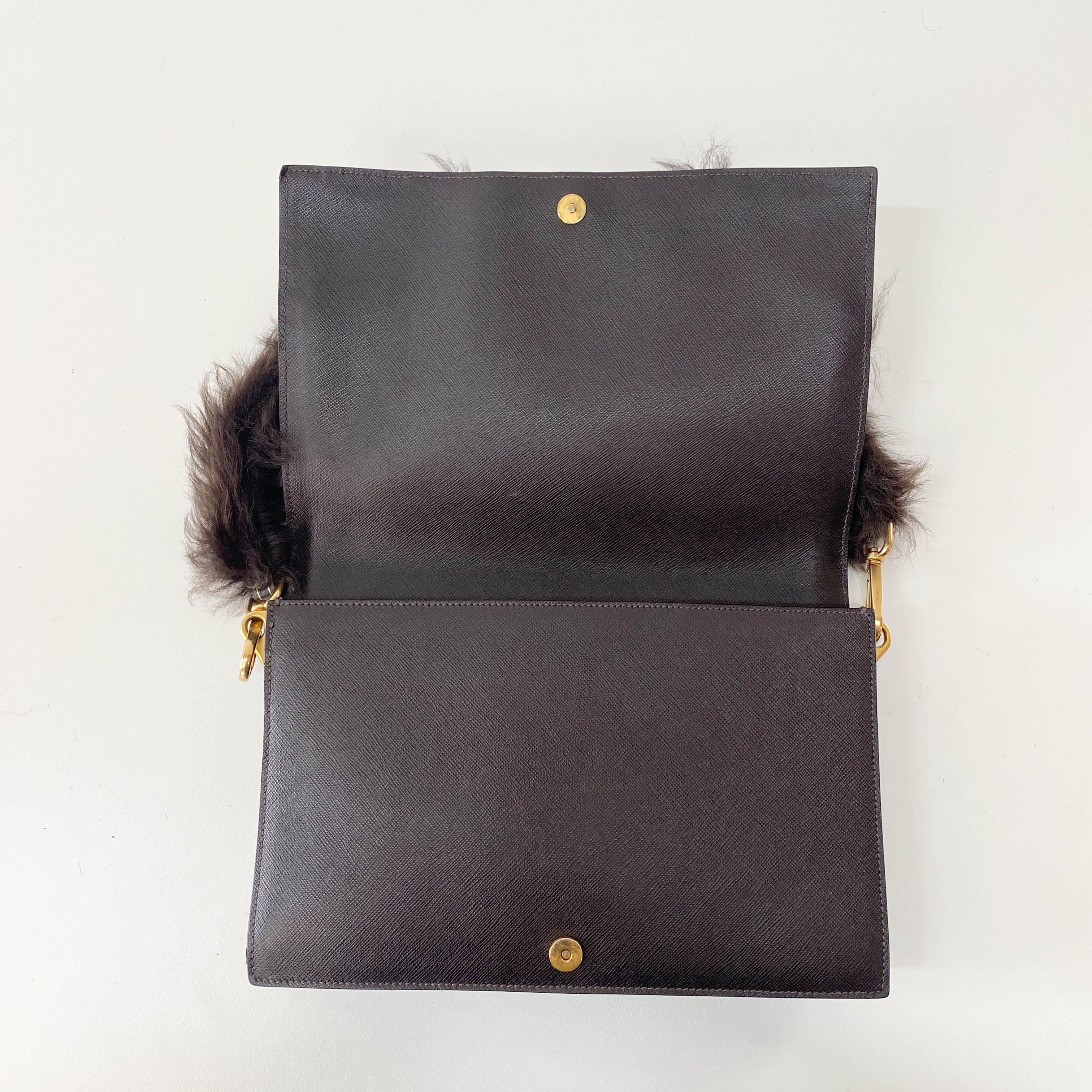 Leopard Print and Fur Stripe Bag