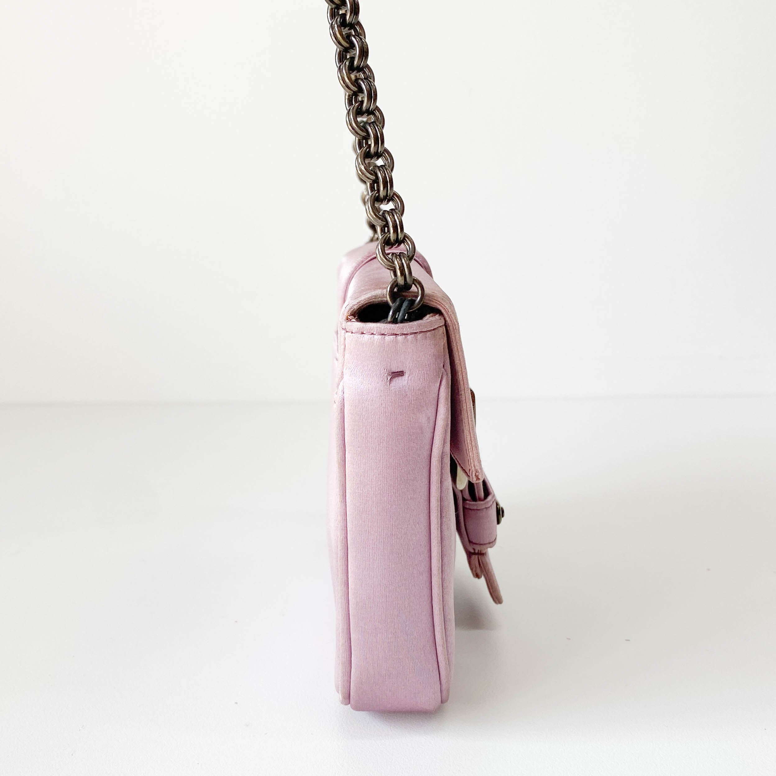 Mini Lavender Satin Shoulder Bag