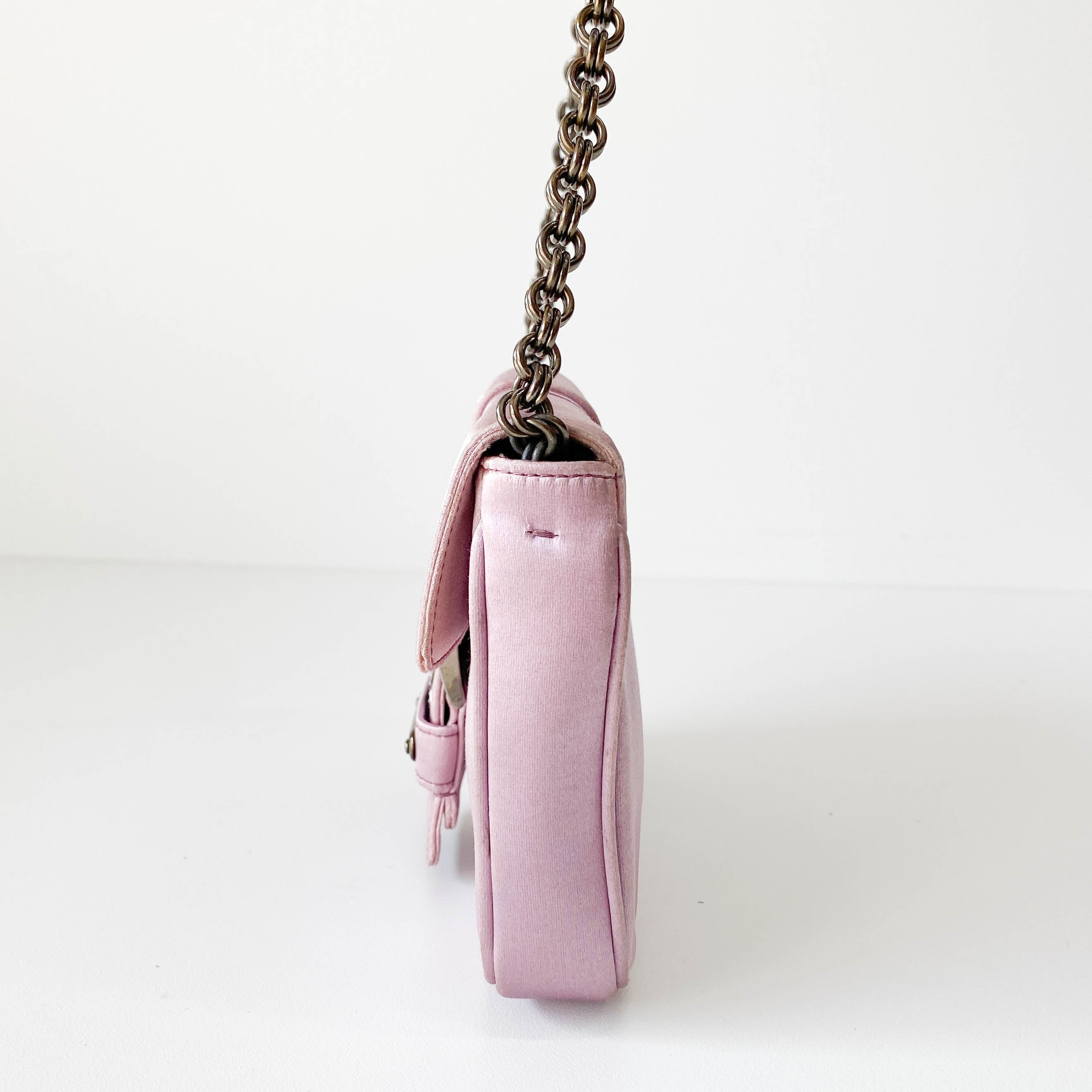 Mini Lavender Satin Shoulder Bag