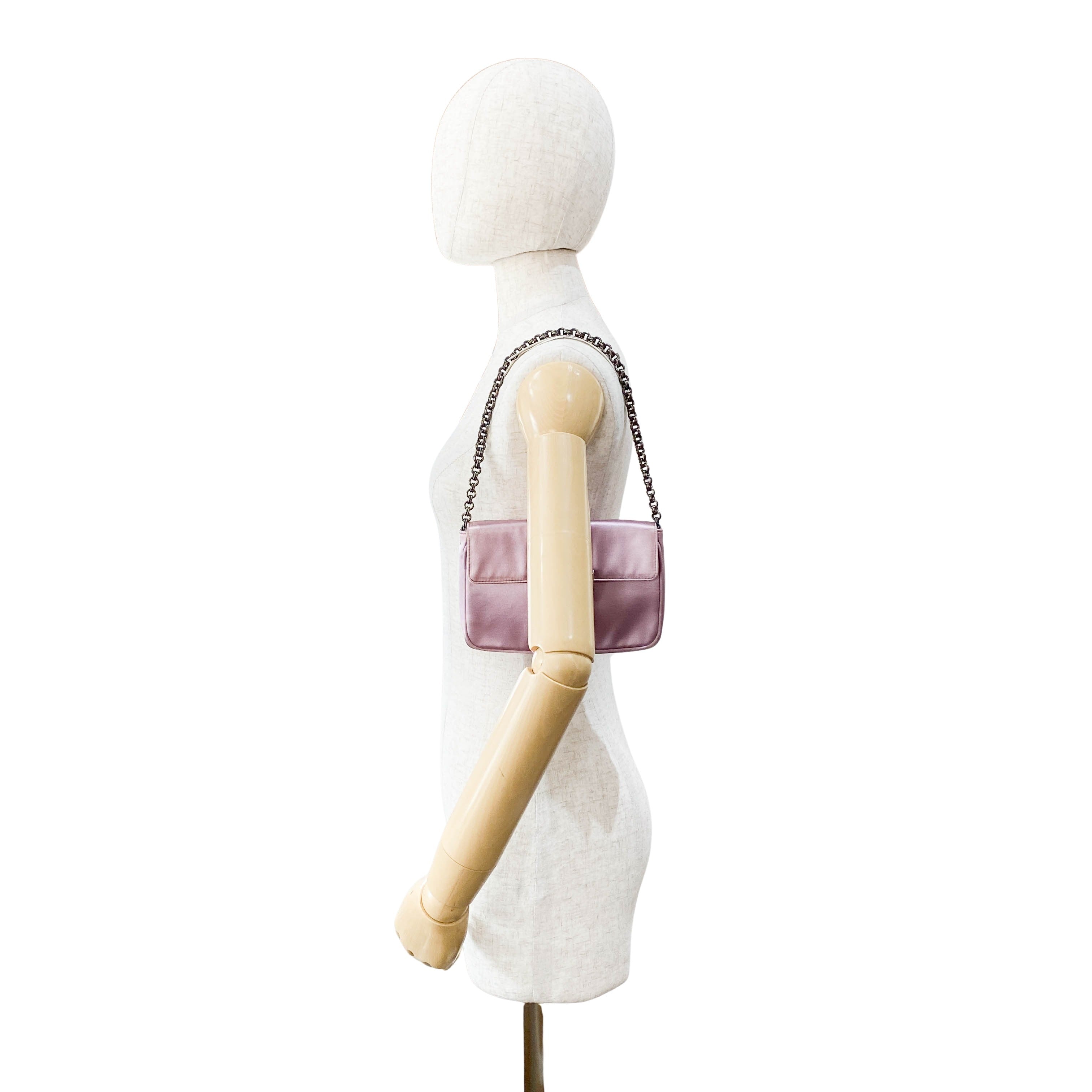 Mini Lavender Satin Shoulder Bag