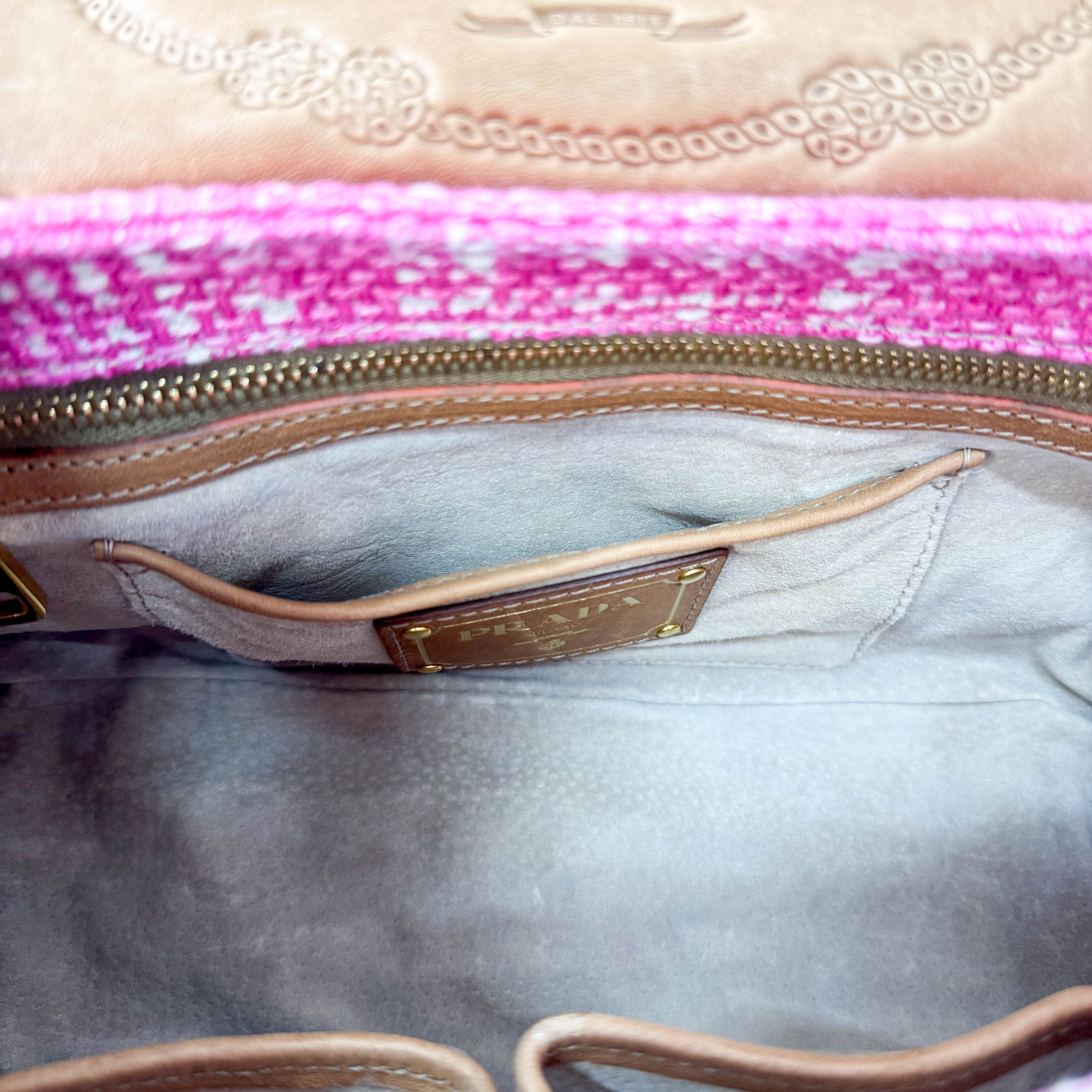 Pink Sound Lock Tweed Shoulder Bag