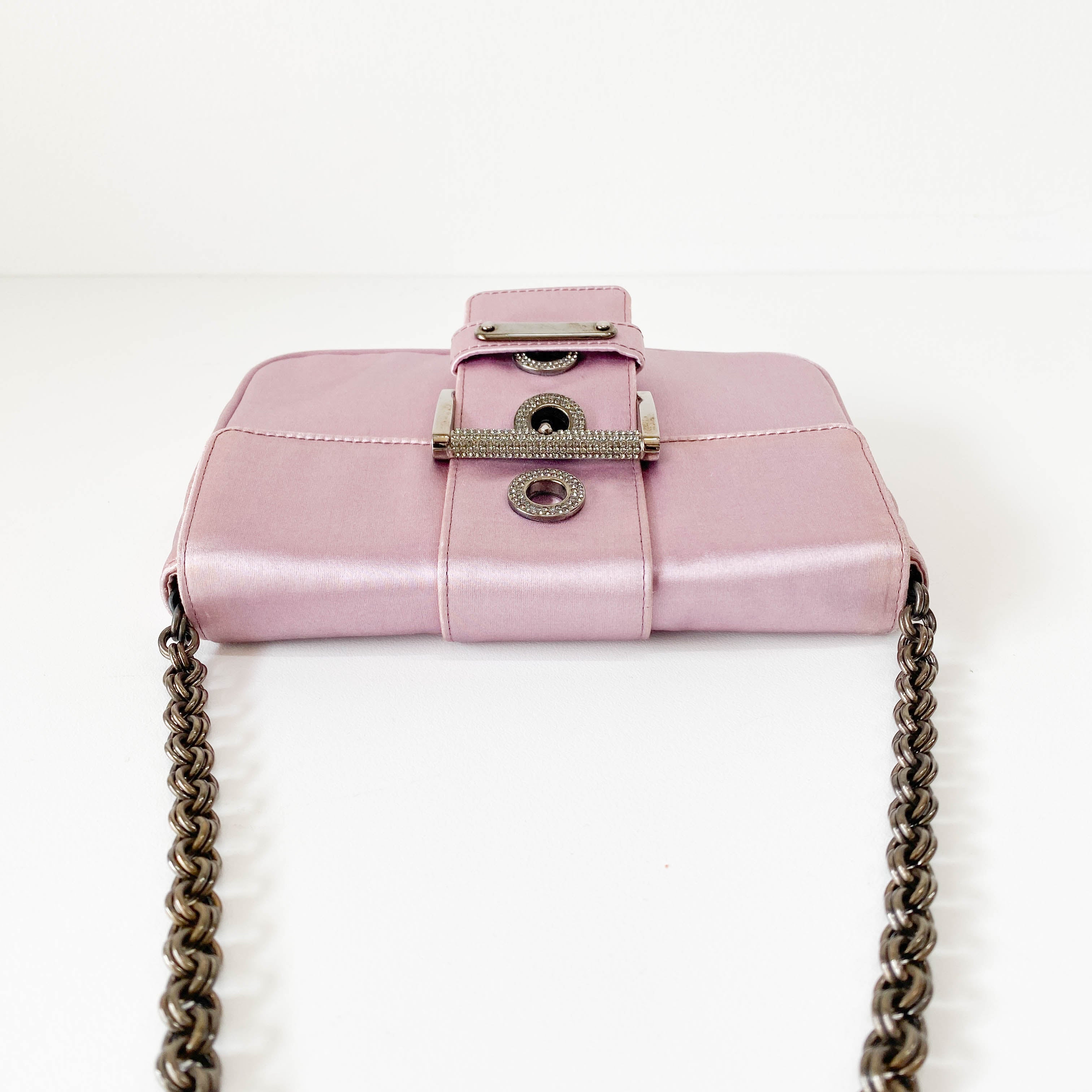 Mini Lavender Satin Shoulder Bag
