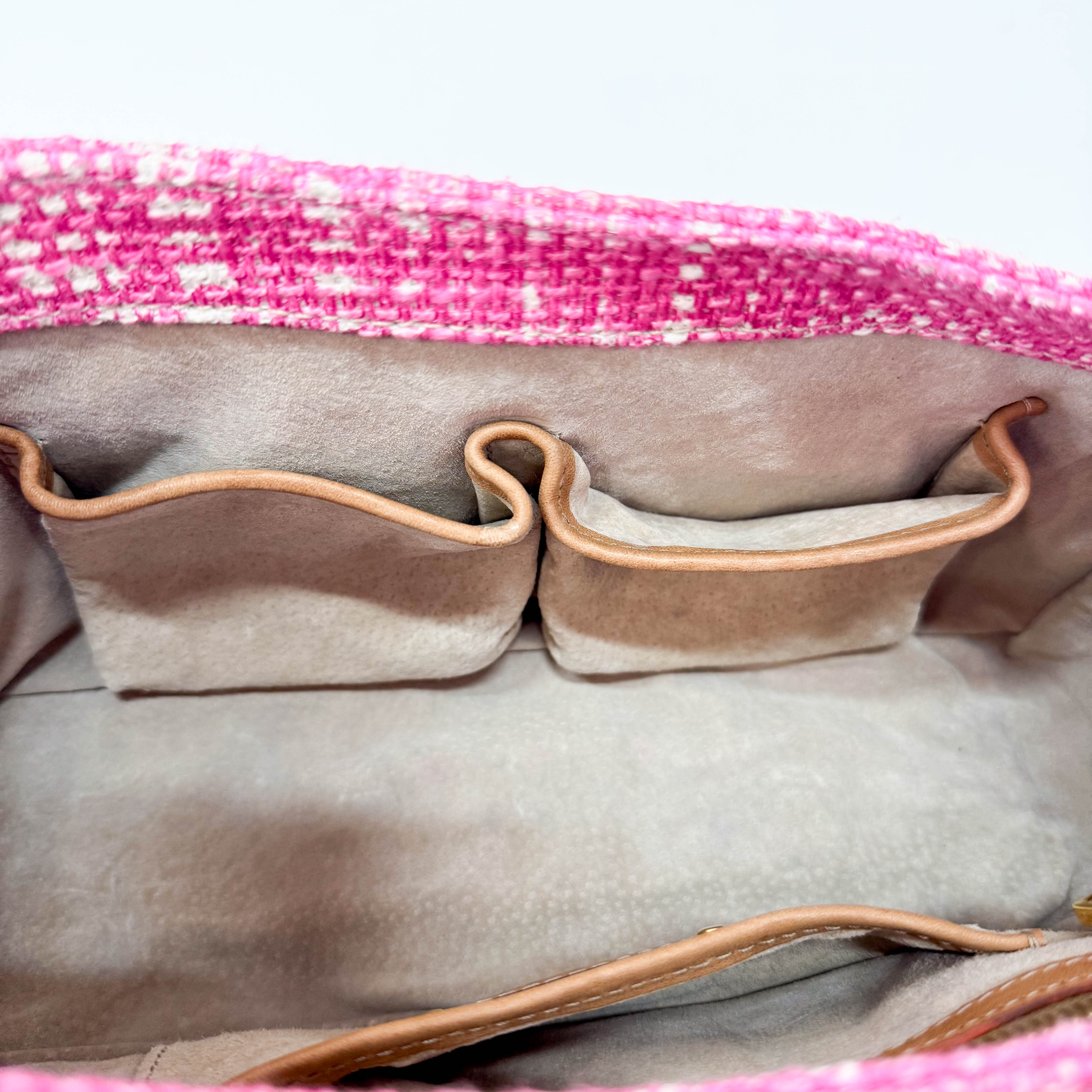 Pink Sound Lock Tweed Shoulder Bag