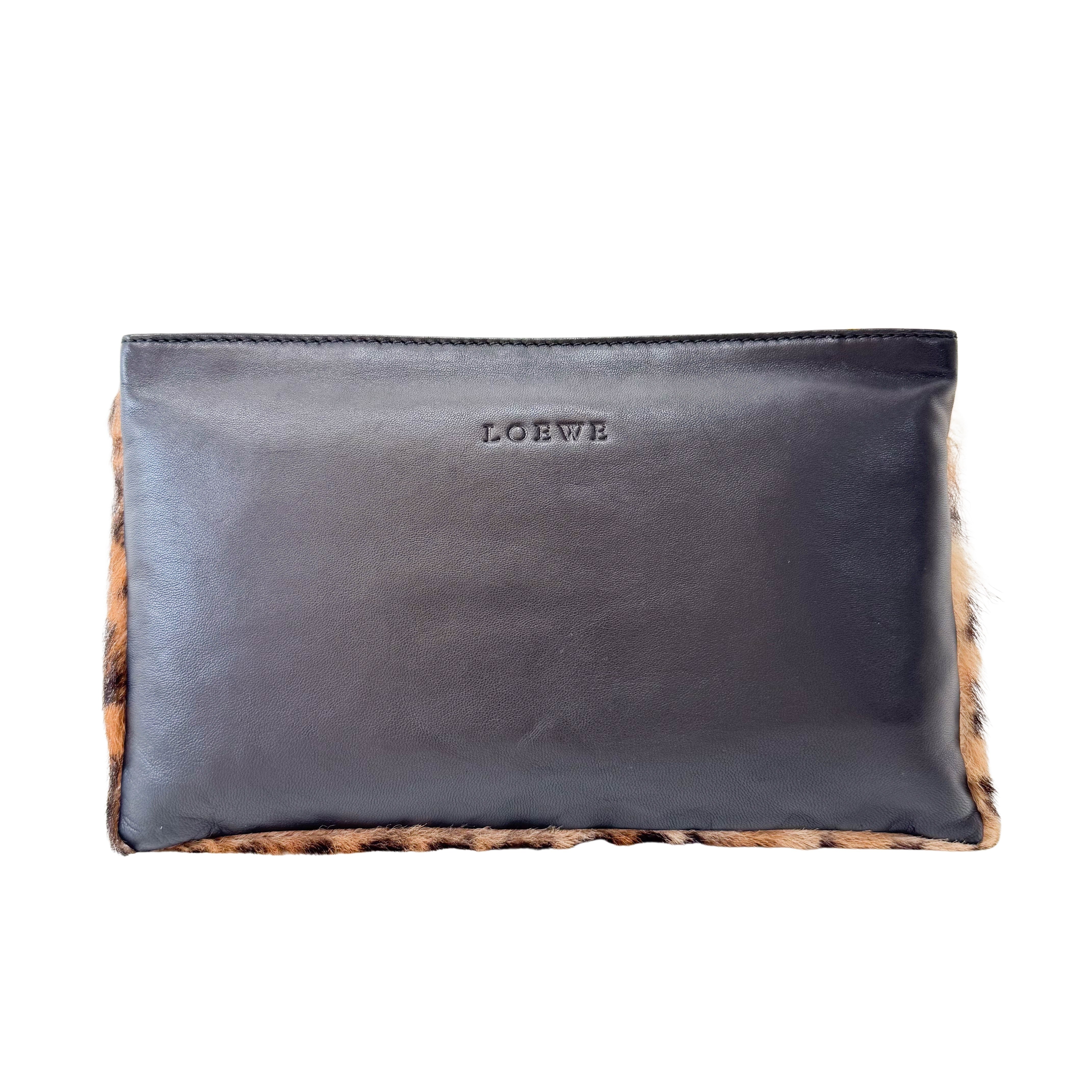 Leopard Pony Hair Clutch Bag