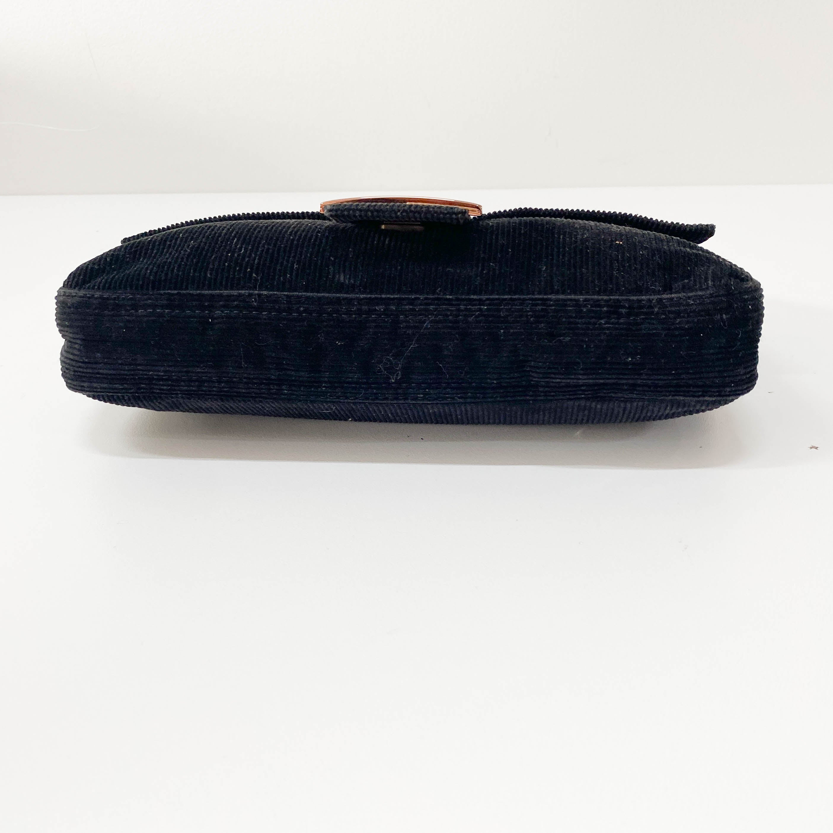 Baguette Black Corduroy Shoulder Bag