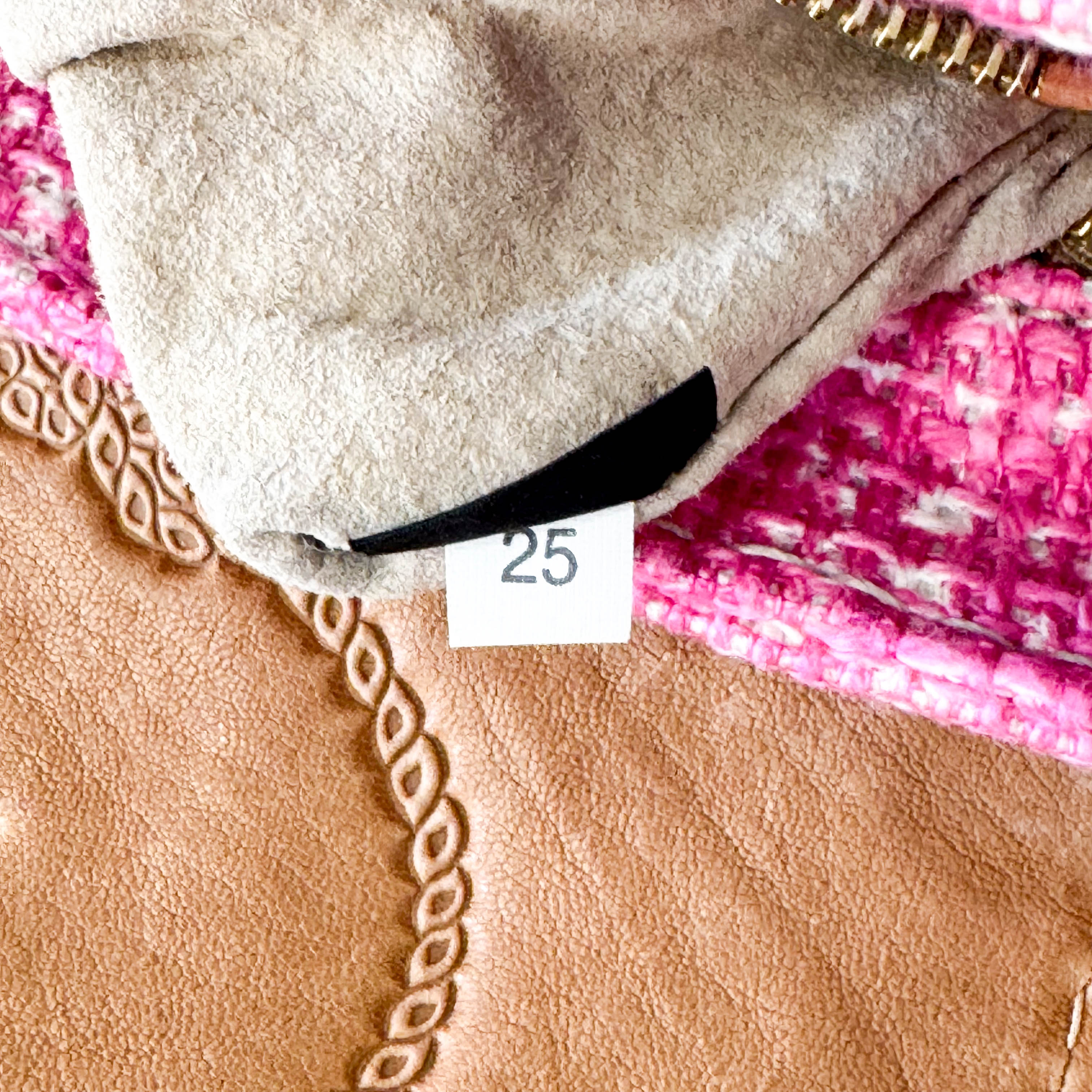 Pink Sound Lock Tweed Shoulder Bag