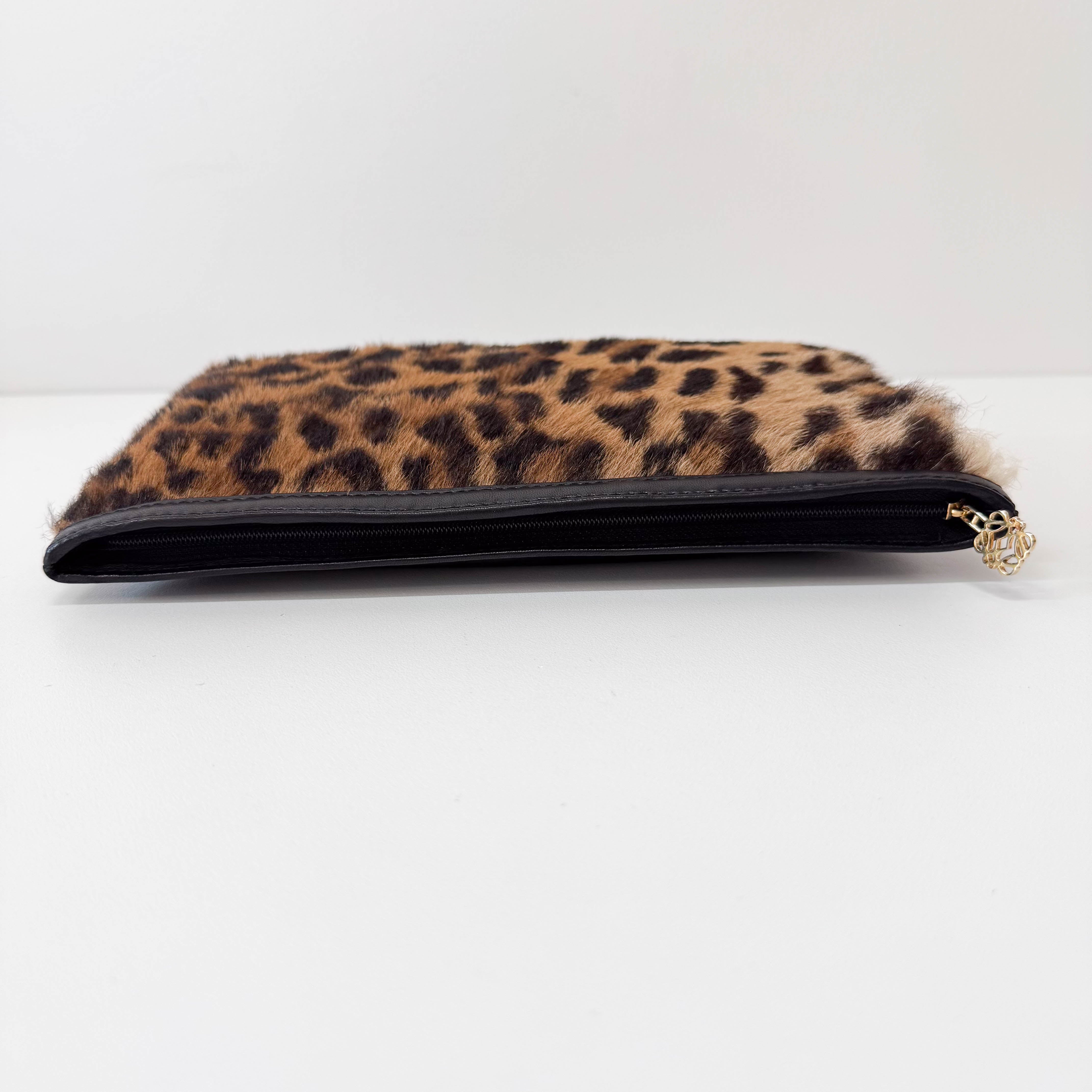 Leopard Pony Hair Clutch Bag