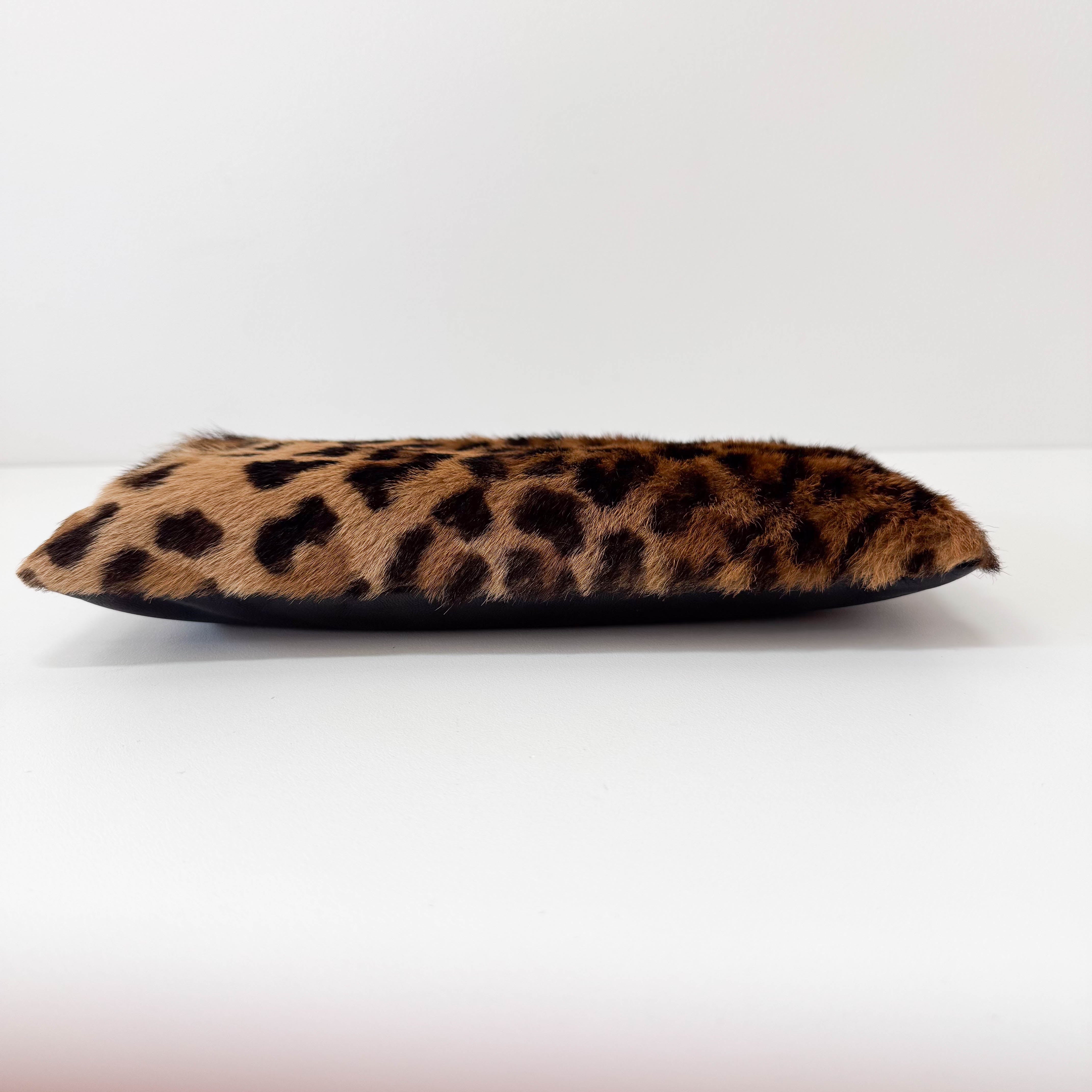 Leopard Pony Hair Clutch Bag