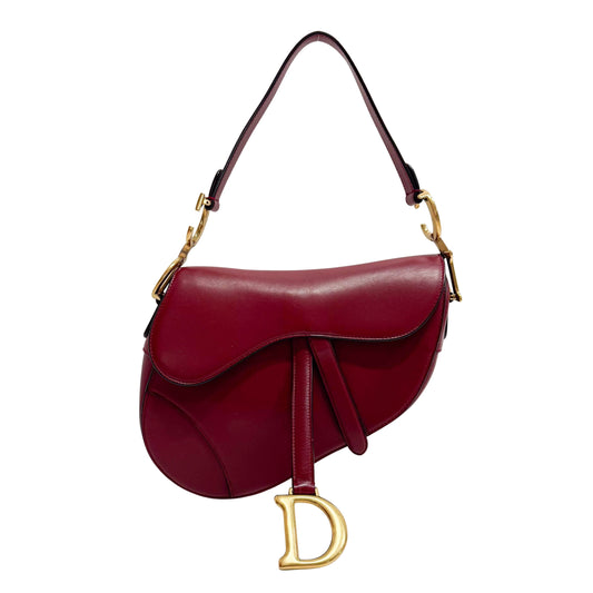 Saddle Red Leather Shoulder Bag