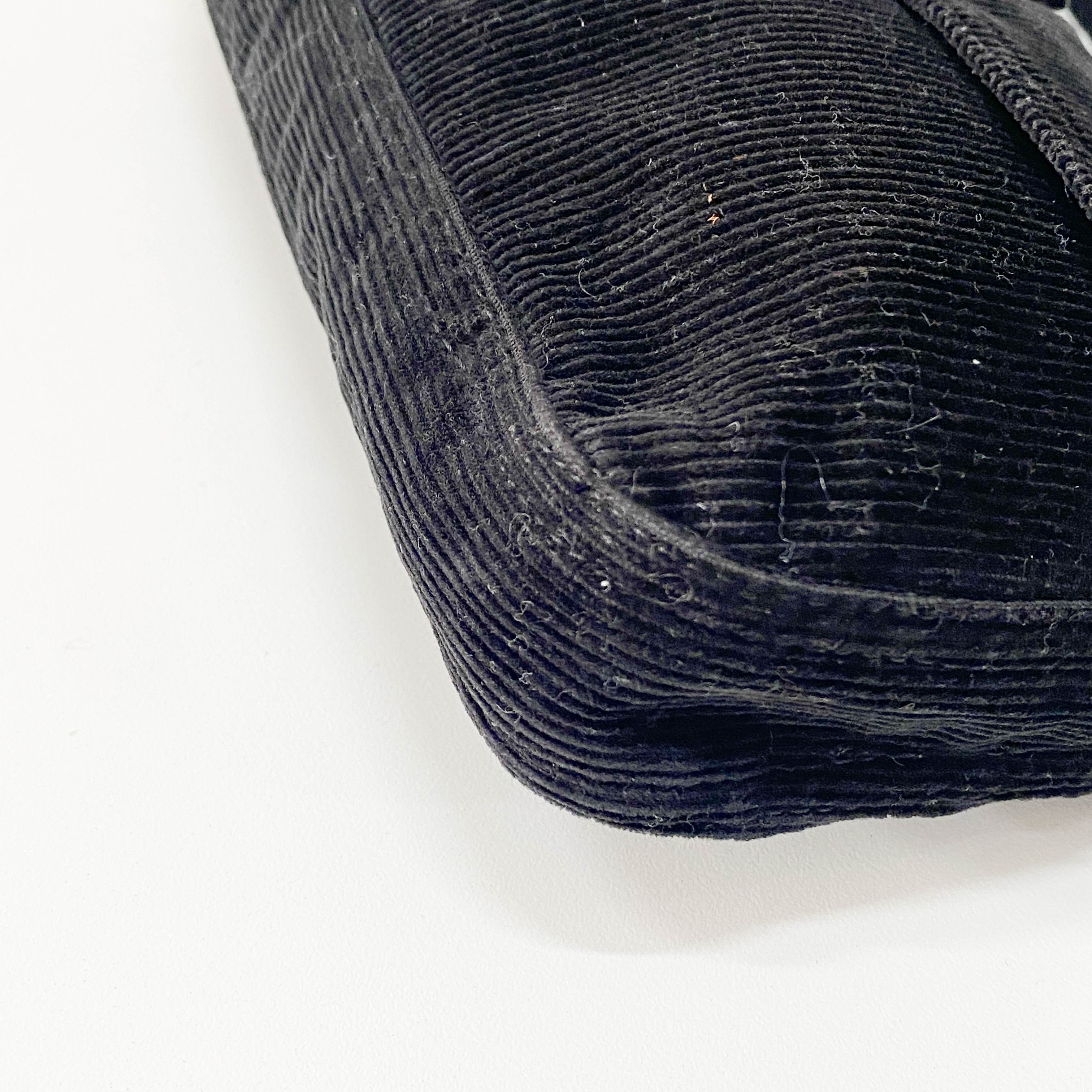 Baguette Black Corduroy Shoulder Bag