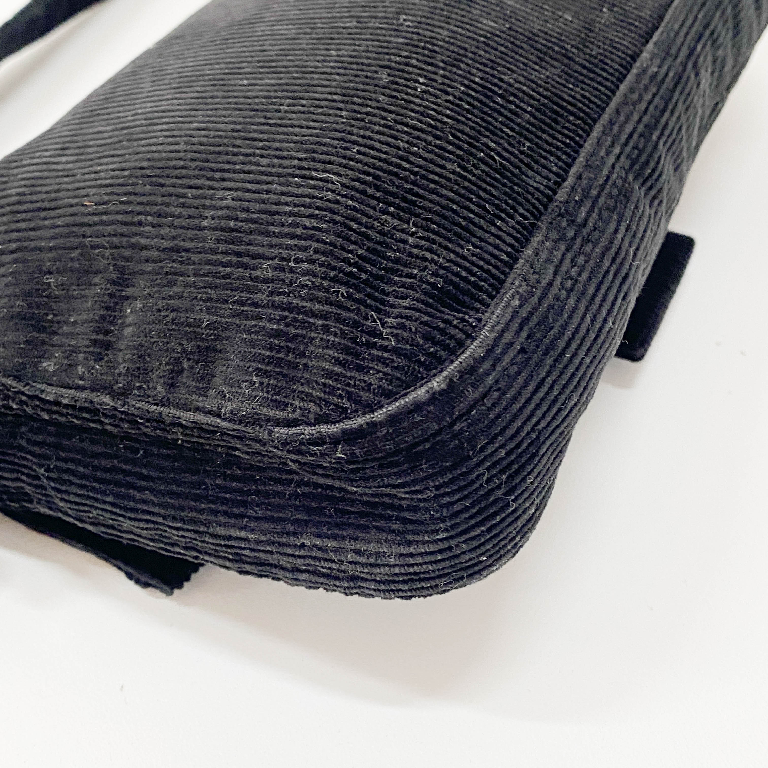 Baguette Black Corduroy Shoulder Bag