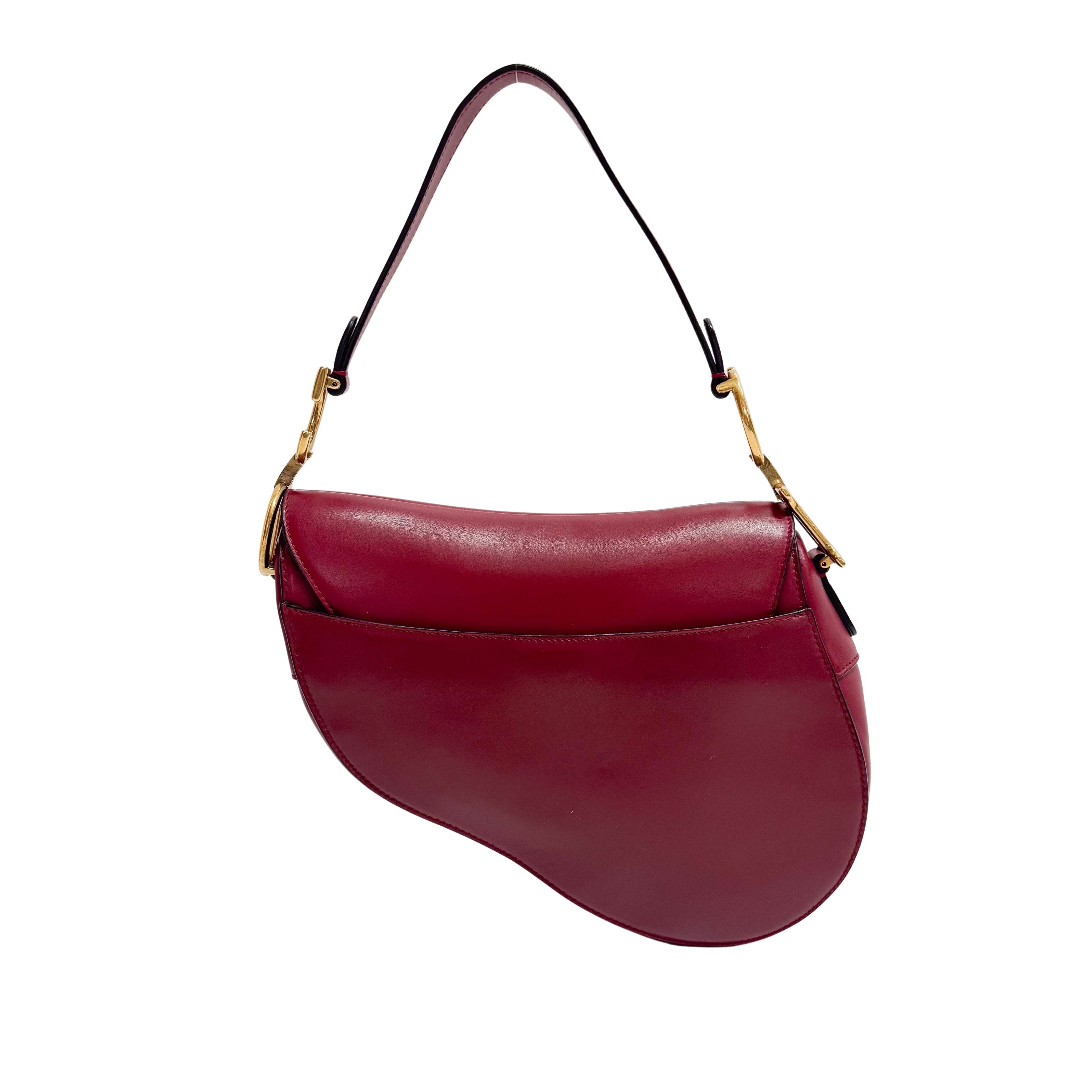 Saddle Red Leather Shoulder Bag