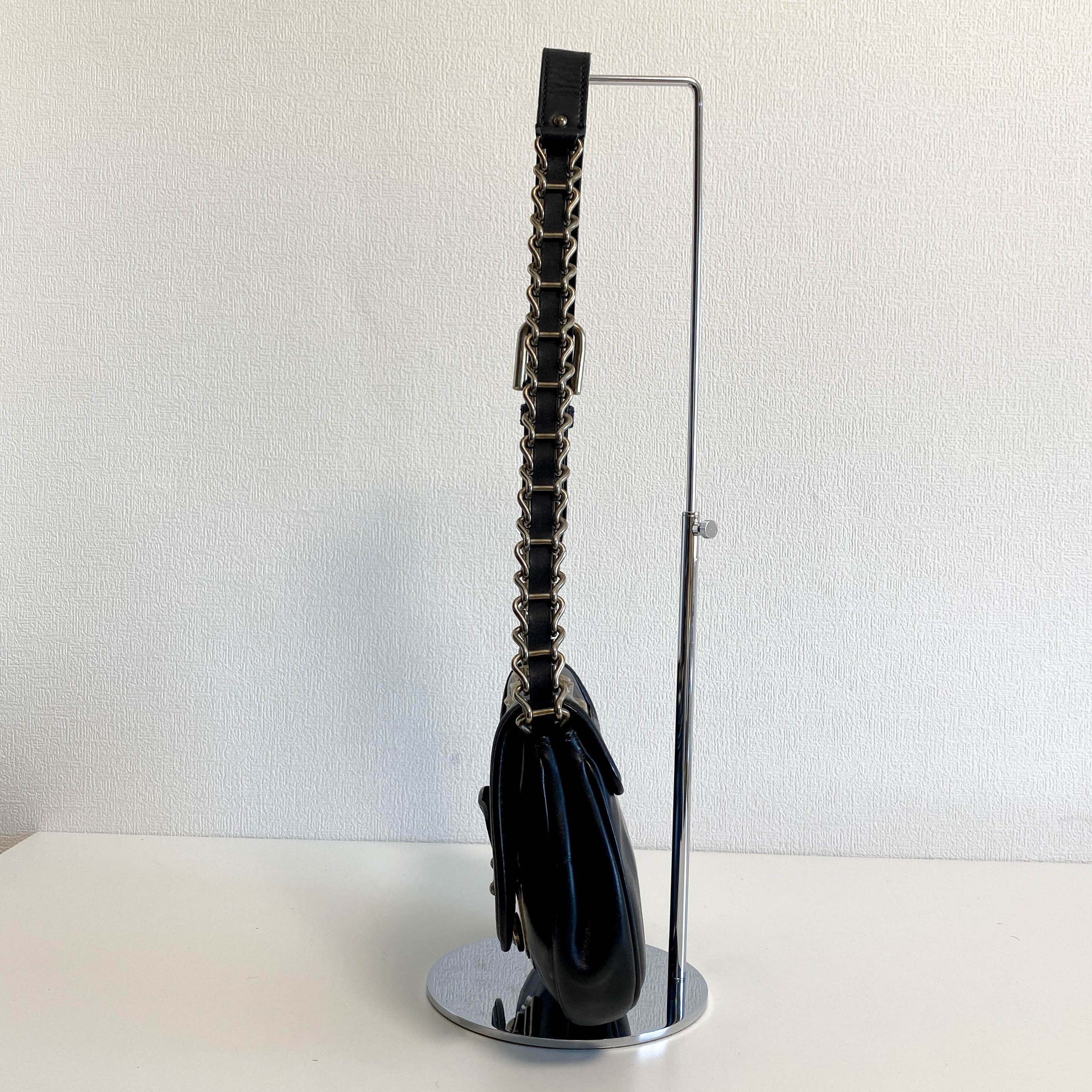 Vintage Archive Black Leather Chain Shoulder Bag