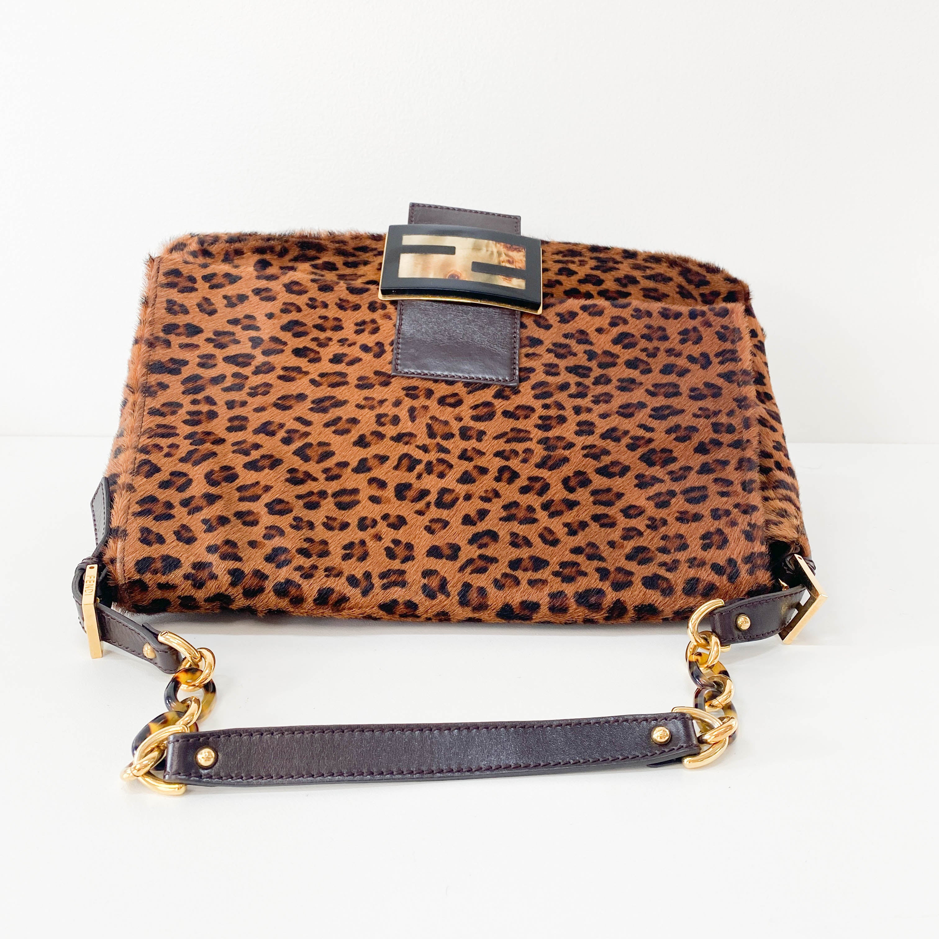 Large Mamma Baguette Leopard Pony Hair Shoulder Bag