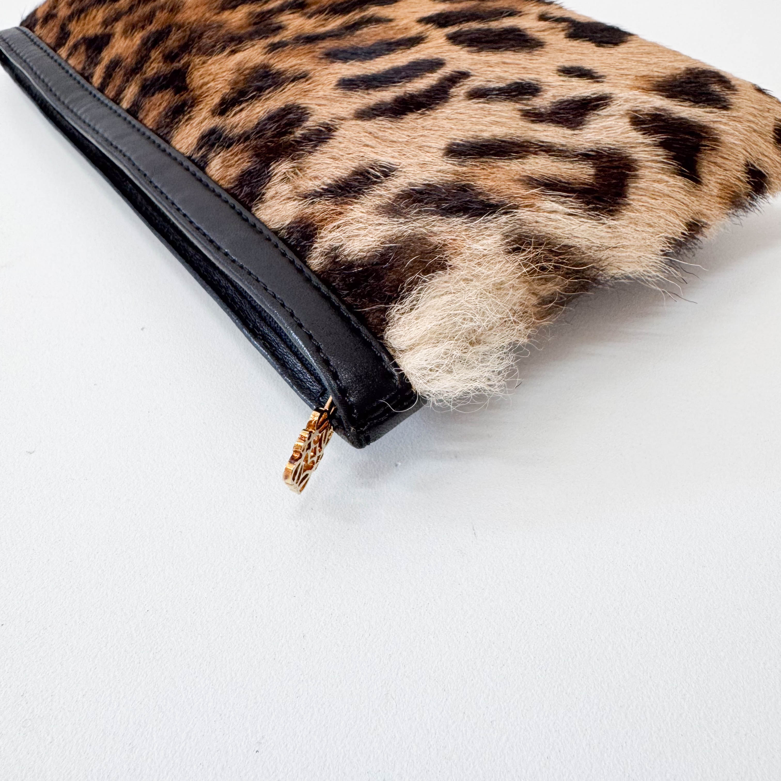 Leopard Pony Hair Clutch Bag