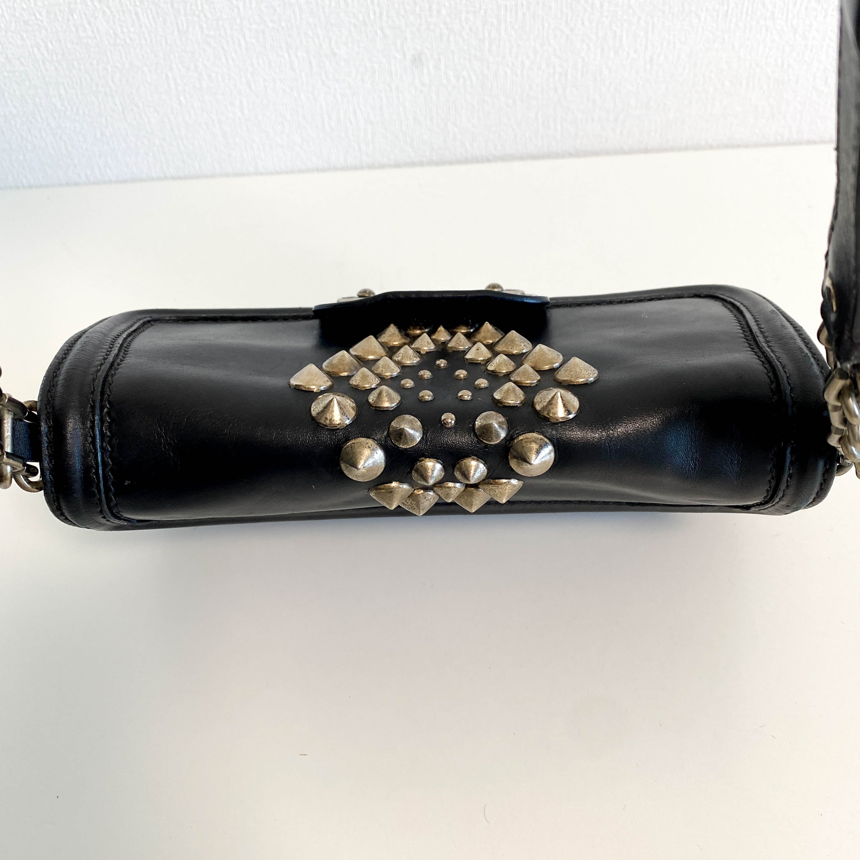 Vintage Archive Black Leather Chain Shoulder Bag