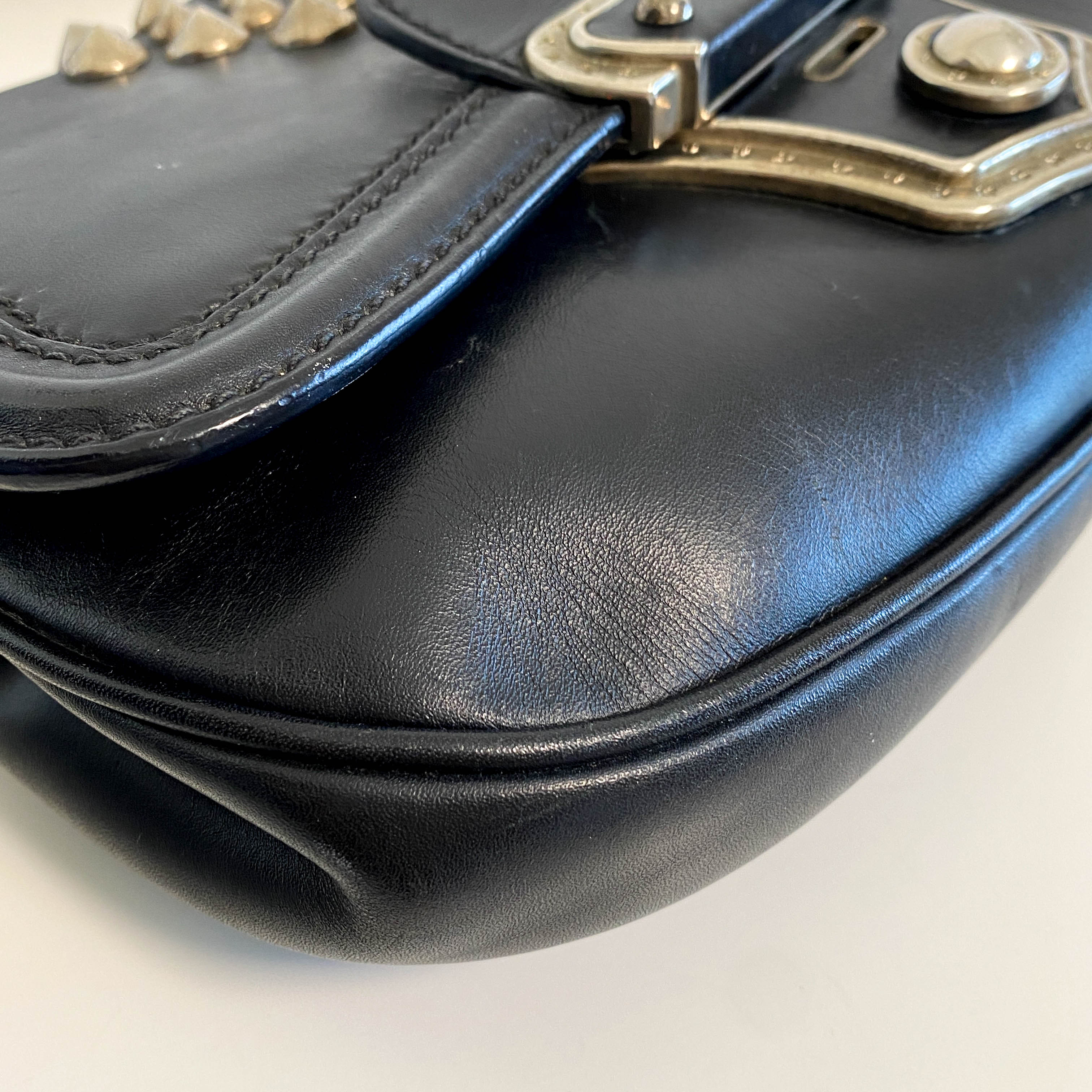 Vintage Archive Black Leather Chain Shoulder Bag