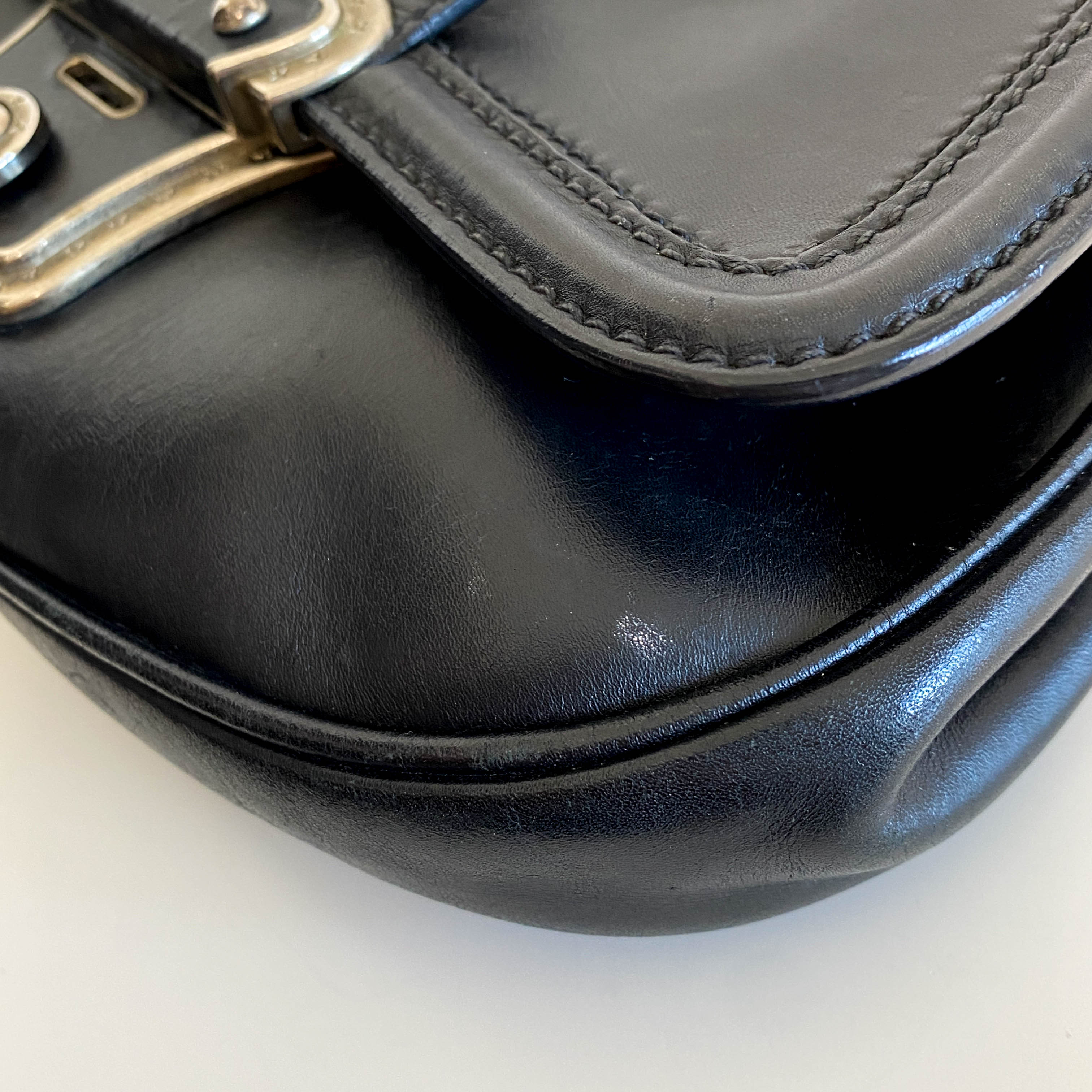 Vintage Archive Black Leather Chain Shoulder Bag