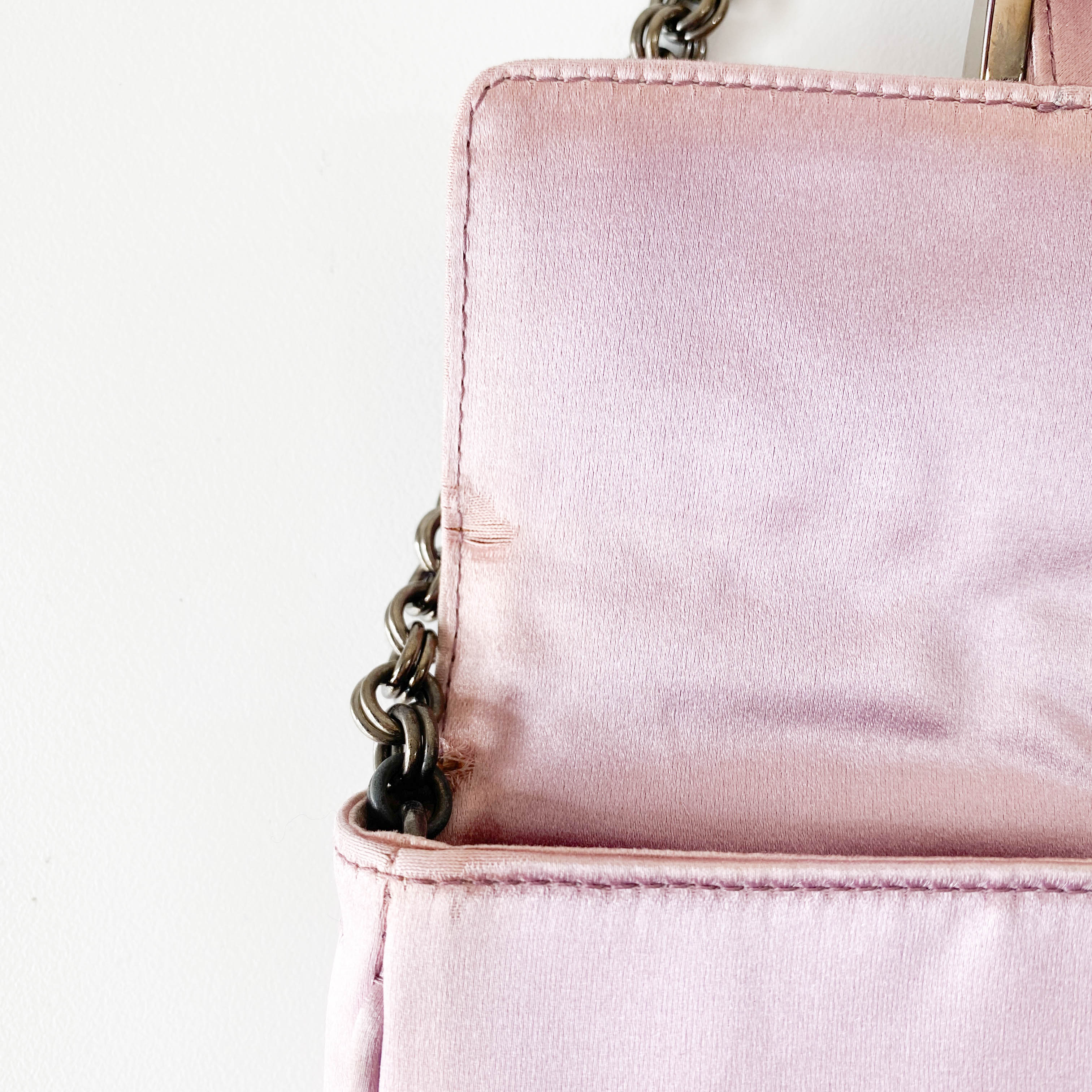 Mini Lavender Satin Shoulder Bag