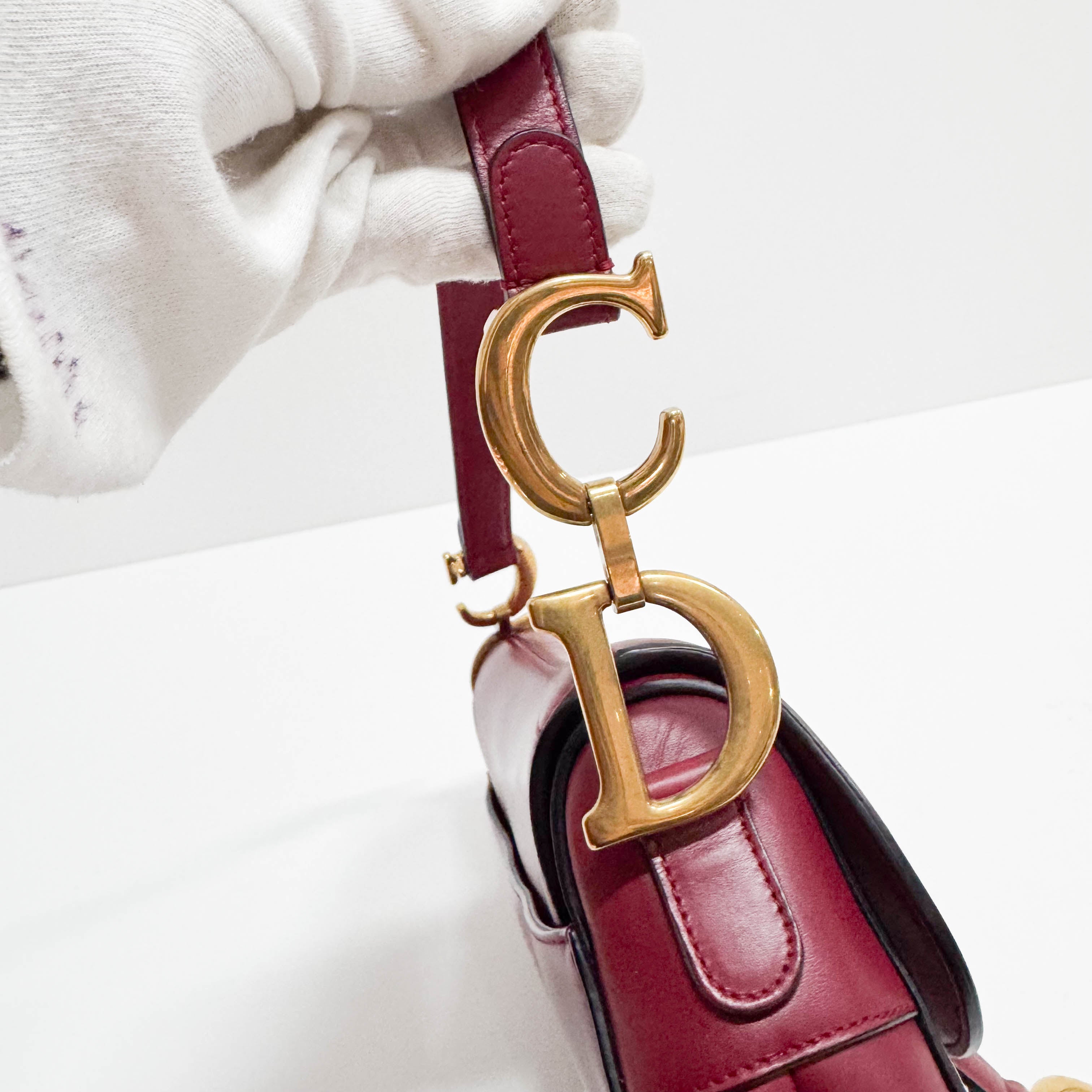 Saddle Red Leather Shoulder Bag