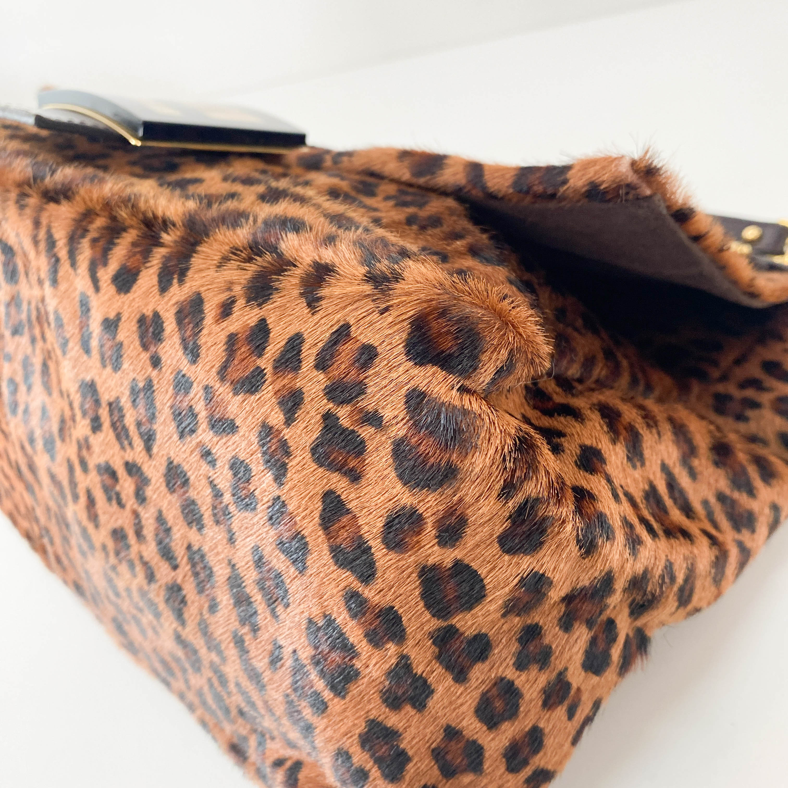 Large Mamma Baguette Leopard Pony Hair Shoulder Bag