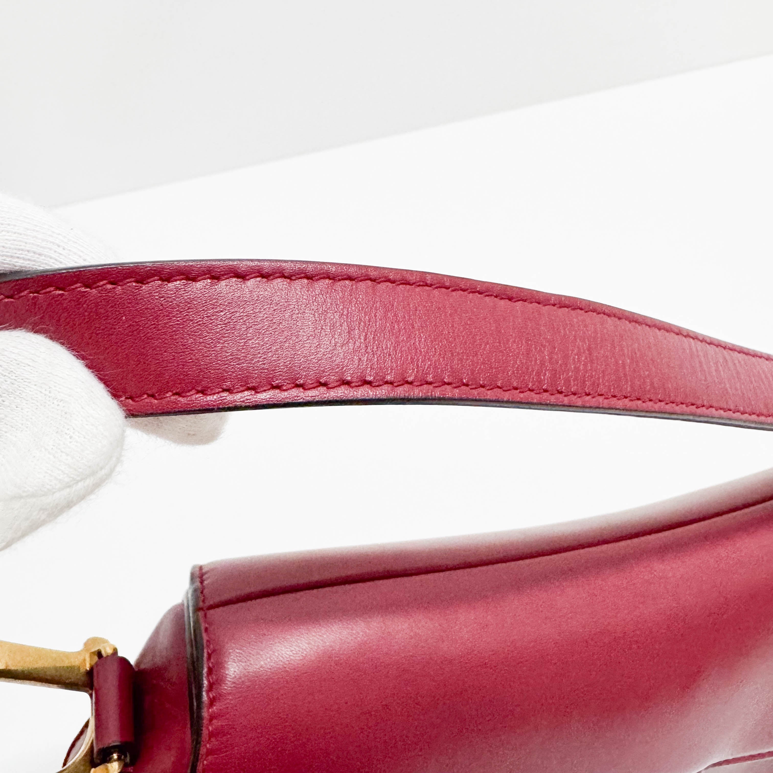 Saddle Red Leather Shoulder Bag