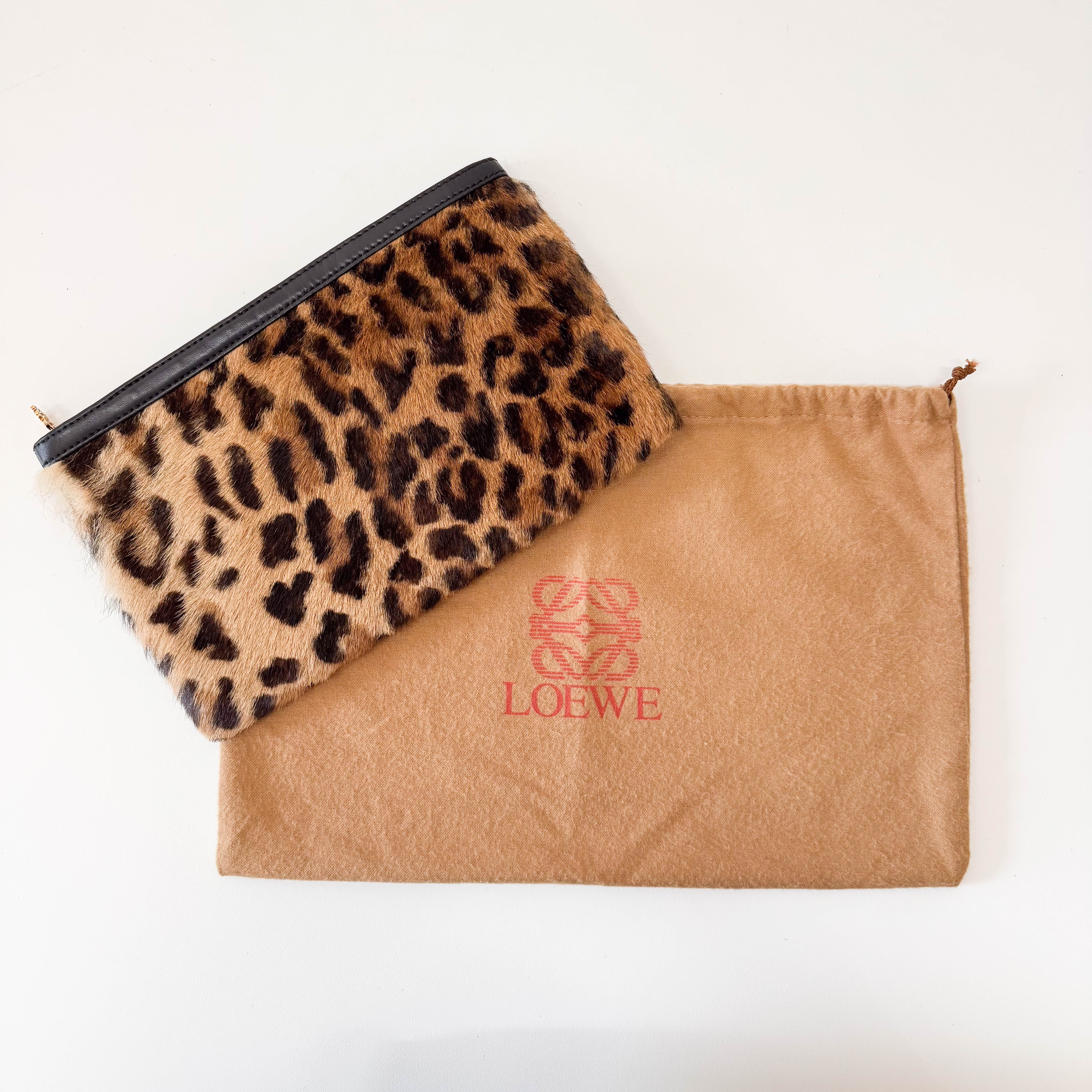 Leopard Pony Hair Clutch Bag