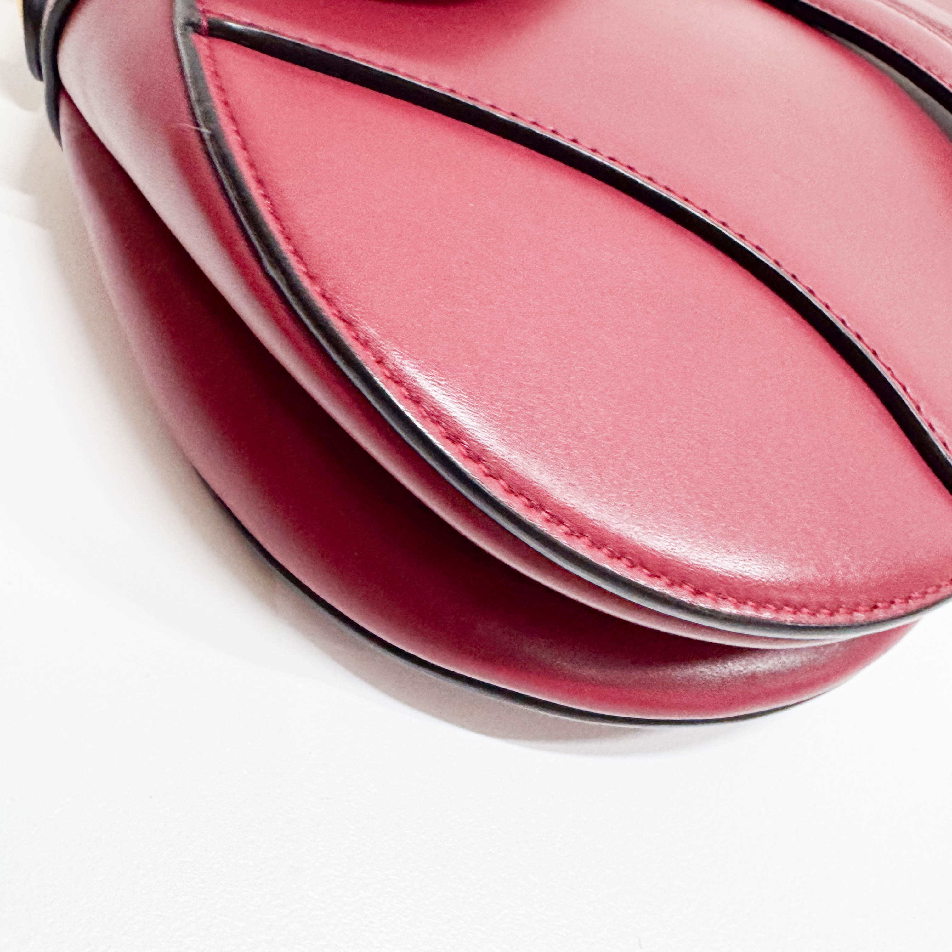 Saddle Red Leather Shoulder Bag