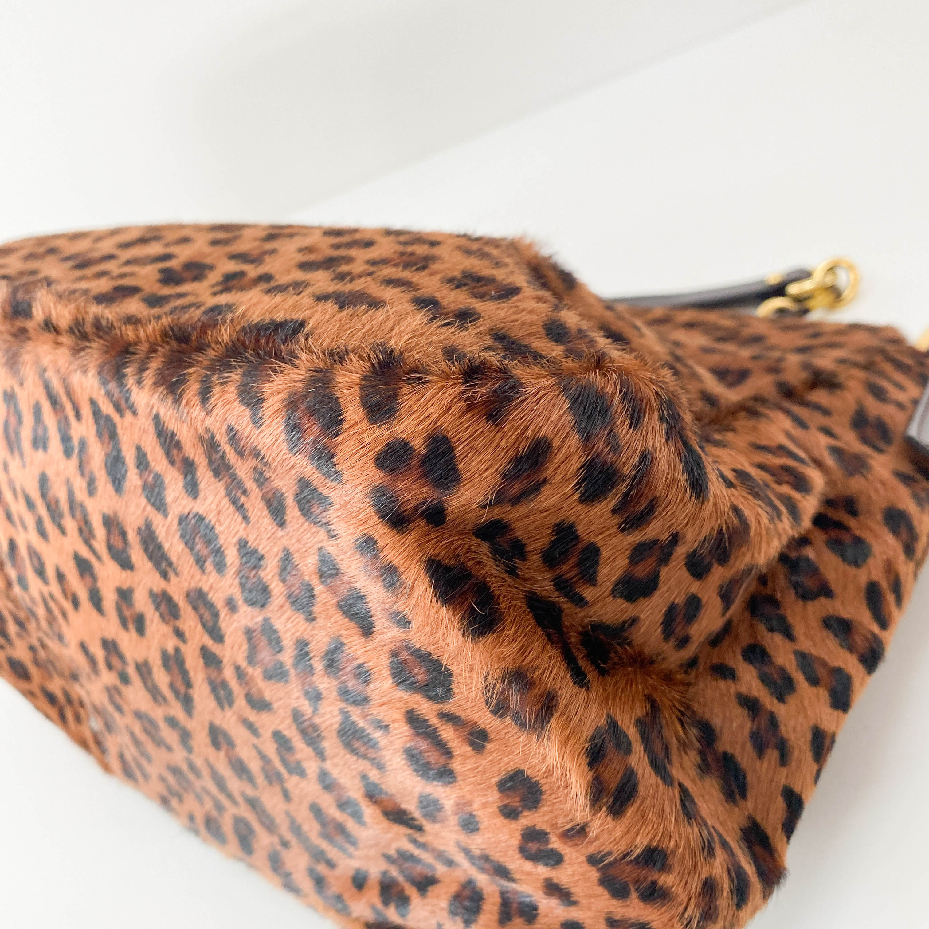 Large Mamma Baguette Leopard Pony Hair Shoulder Bag