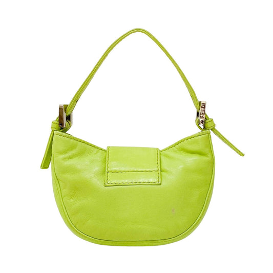 Mini Croissant Lime Green Leather Handbag