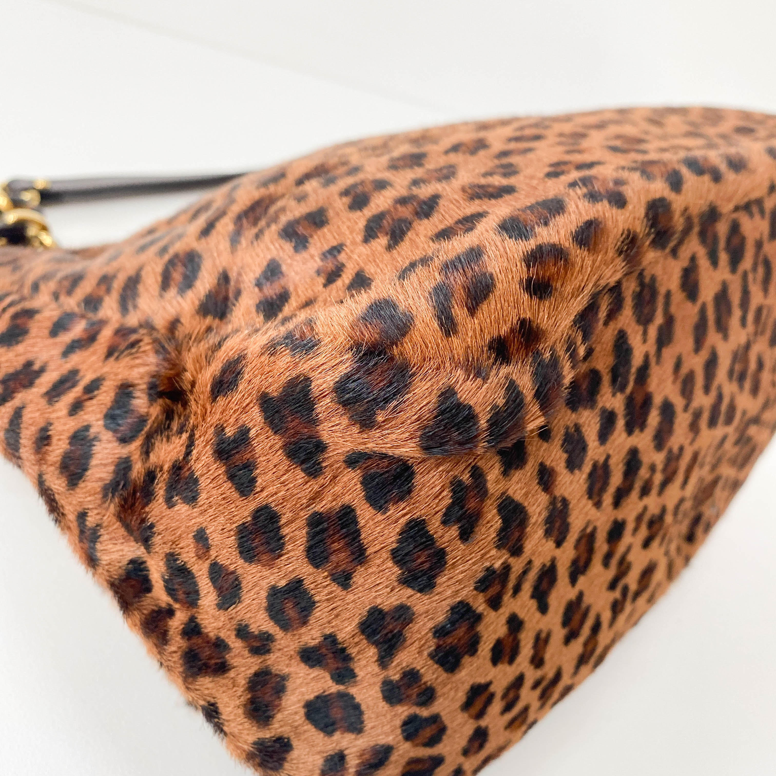 Large Mamma Baguette Leopard Pony Hair Shoulder Bag