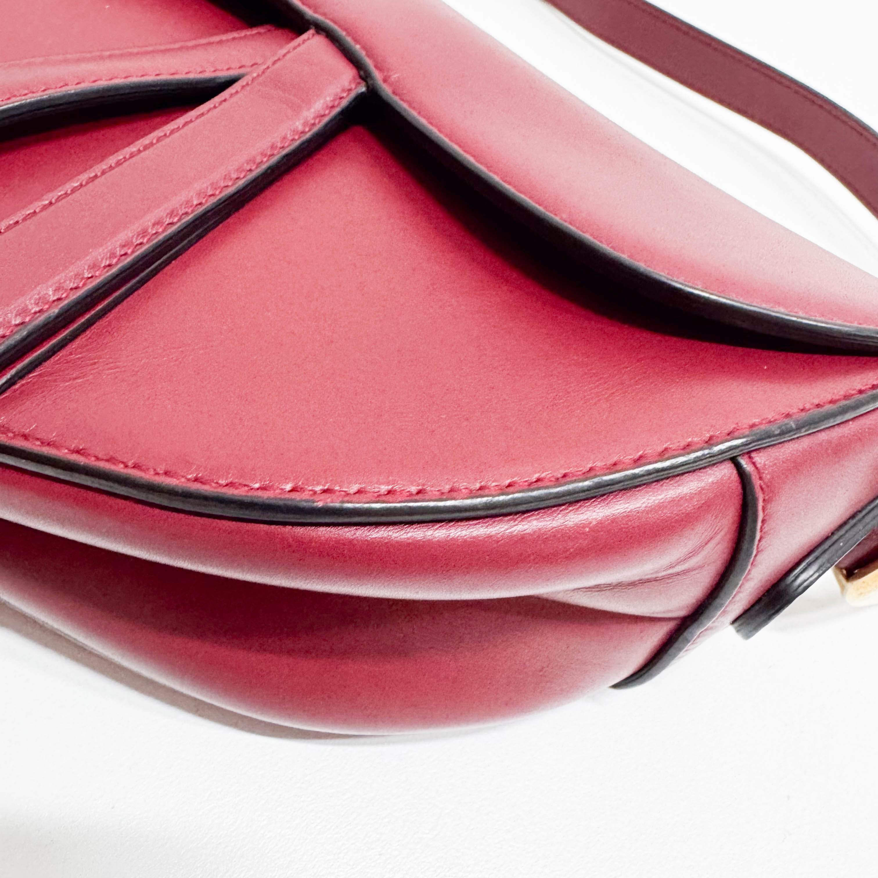 Saddle Red Leather Shoulder Bag