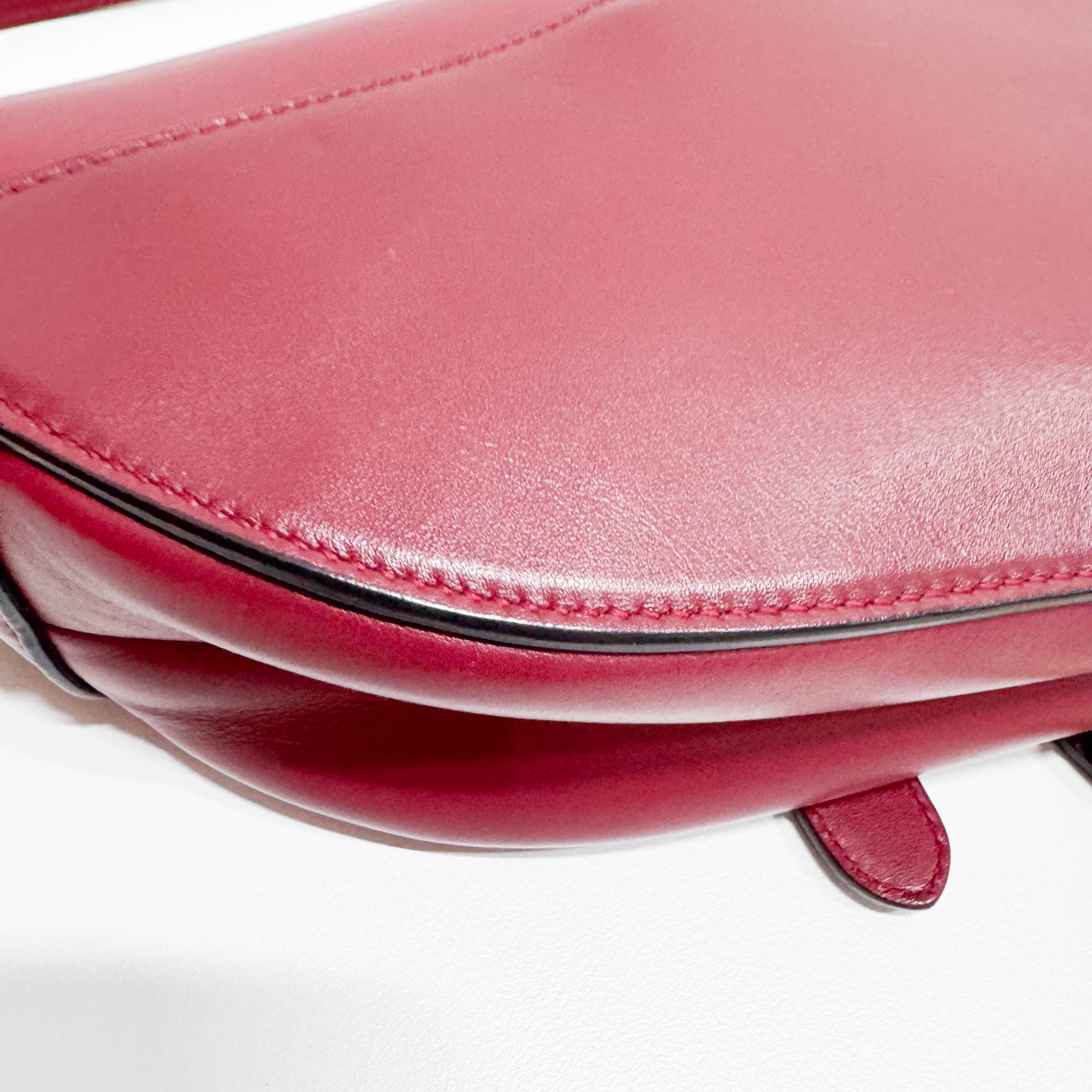 Saddle Red Leather Shoulder Bag