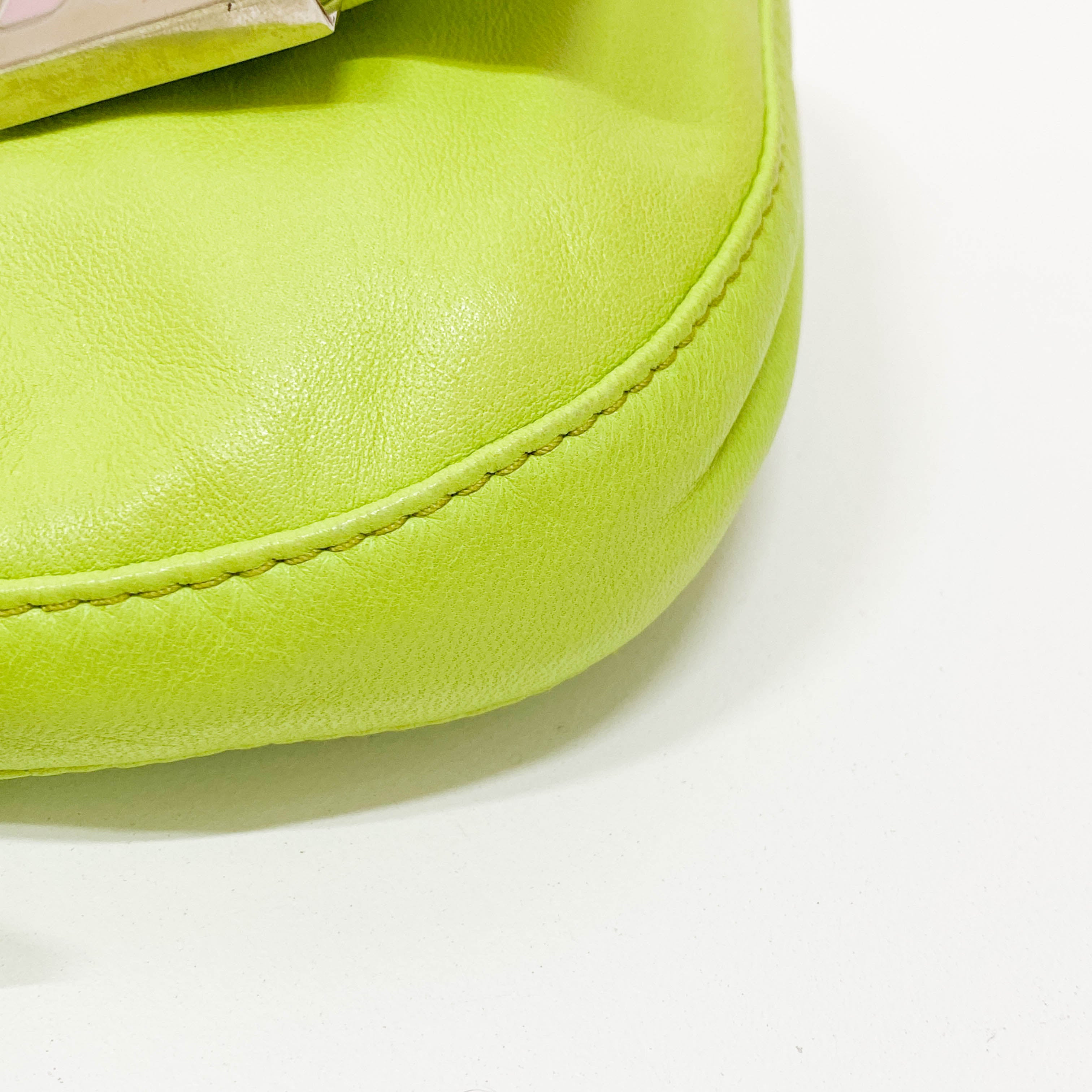 Mini Croissant Lime Green Leather Handbag