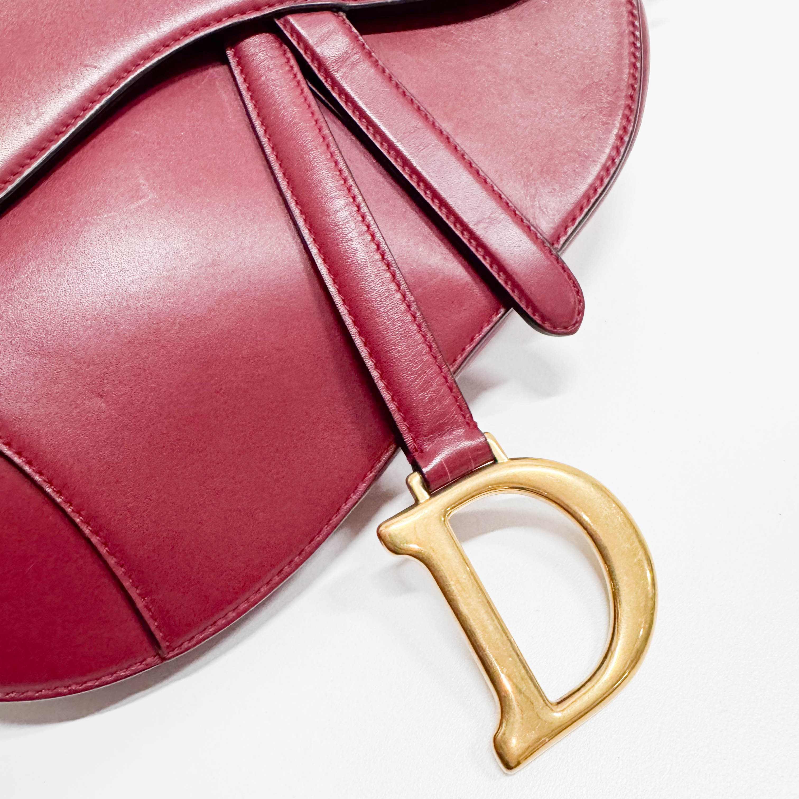 Saddle Red Leather Shoulder Bag