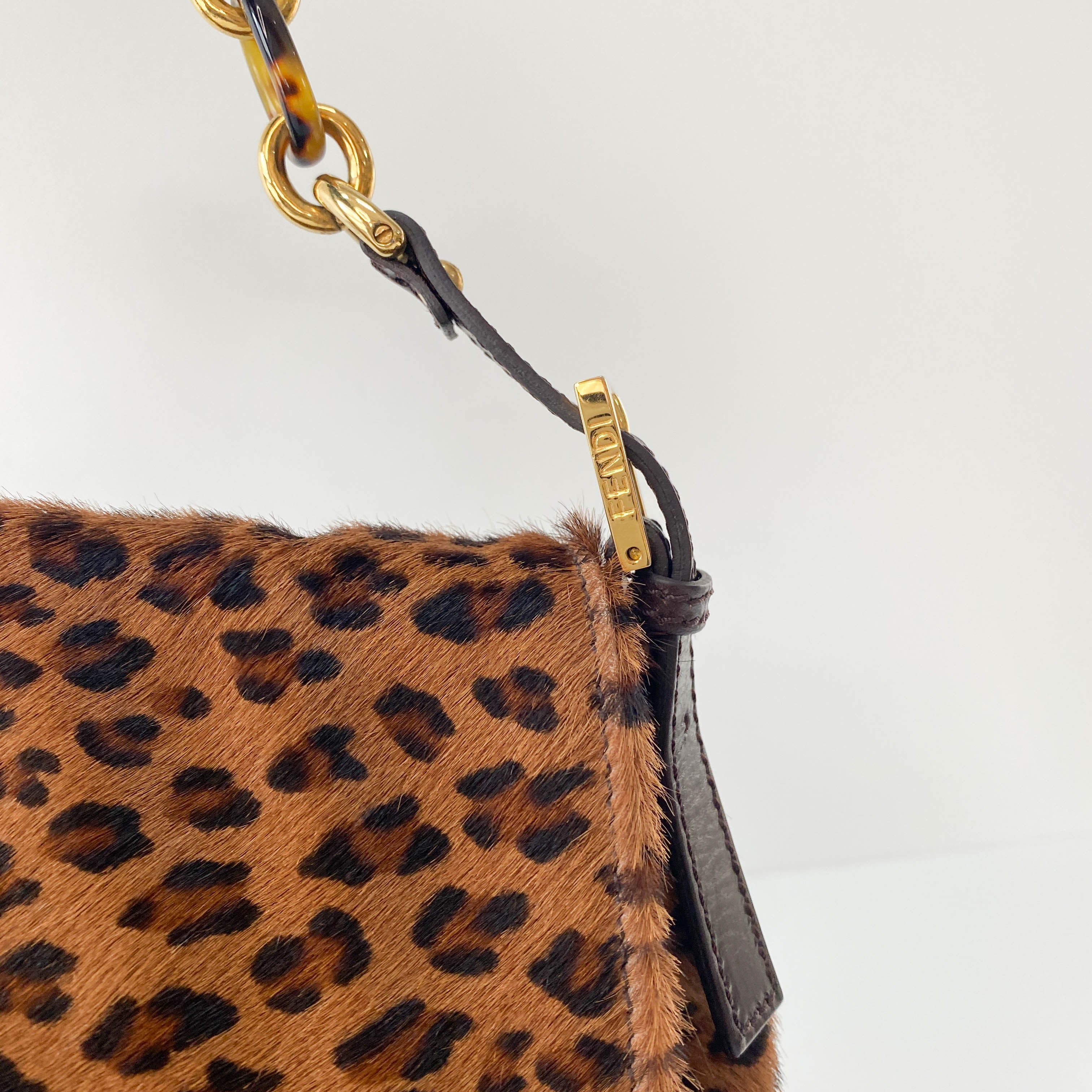 Large Mamma Baguette Leopard Pony Hair Shoulder Bag