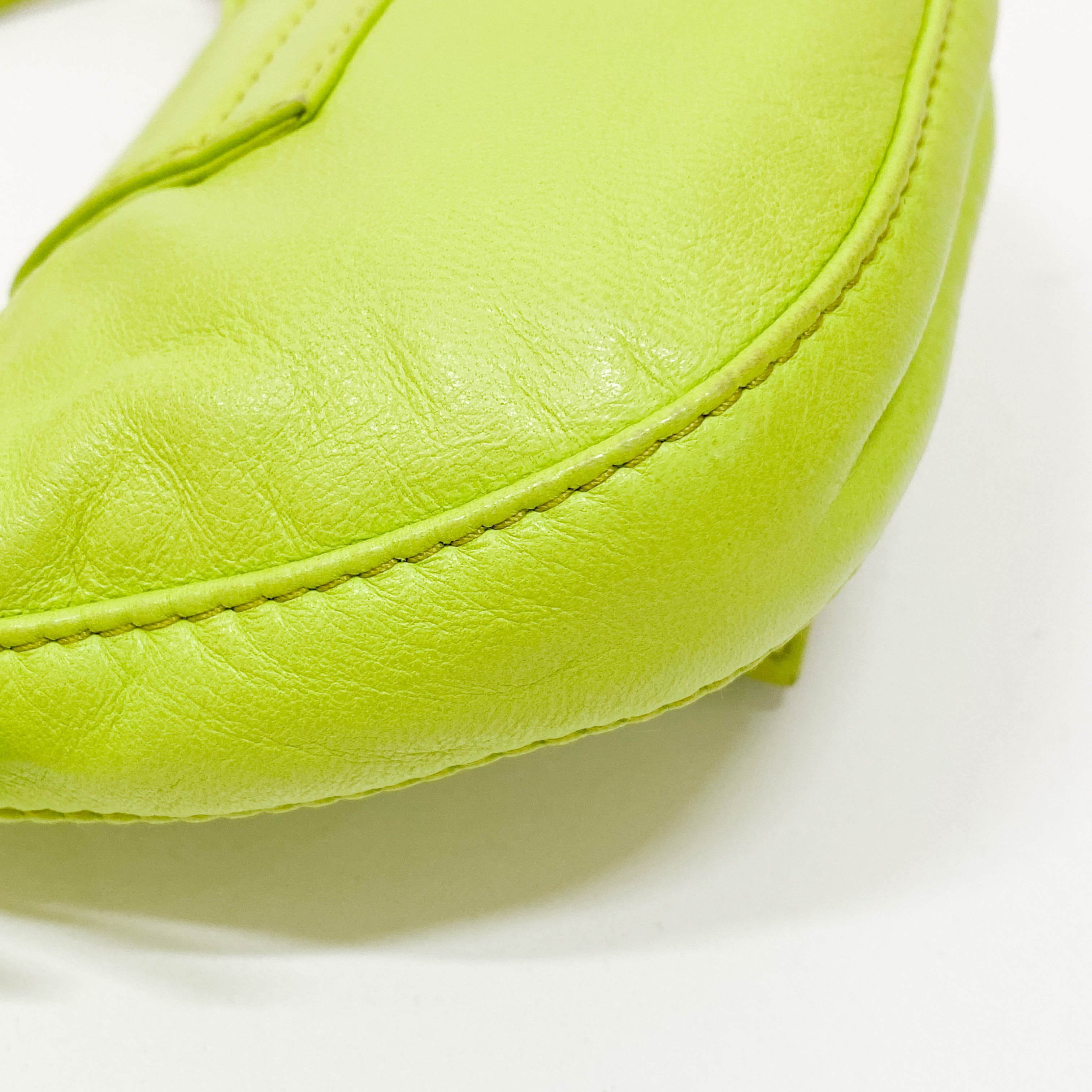Mini Croissant Lime Green Leather Handbag