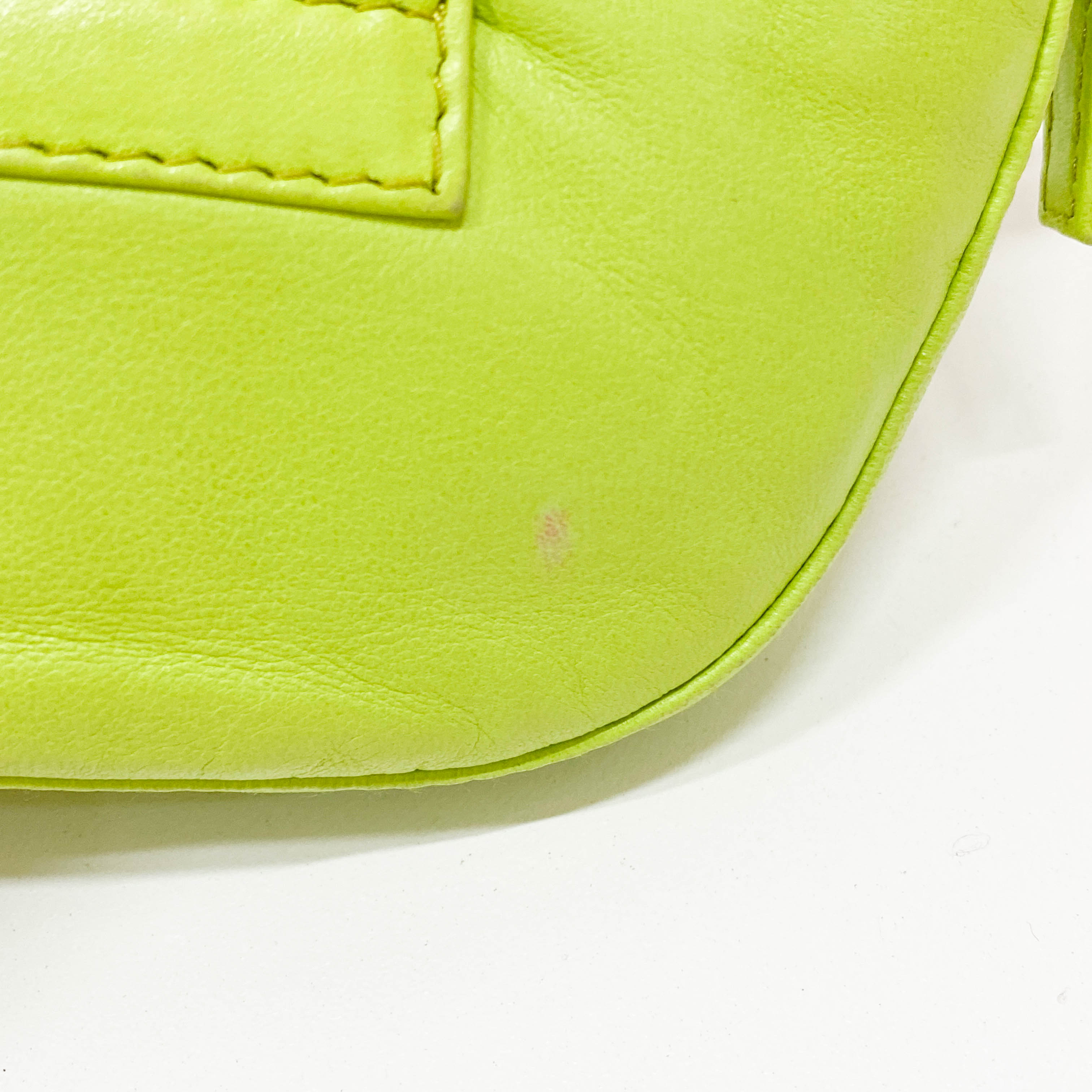 Mini Croissant Lime Green Leather Handbag
