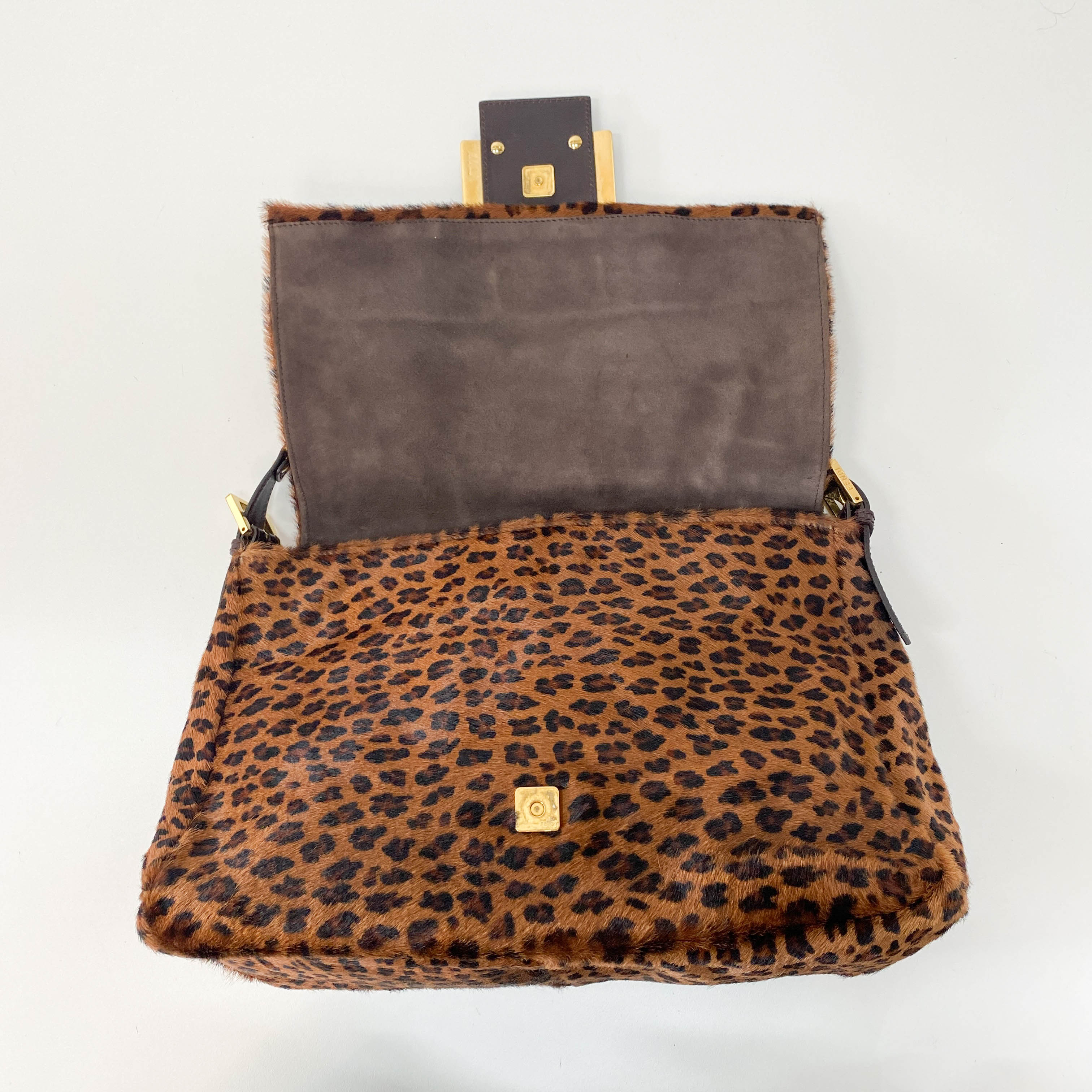 Large Mamma Baguette Leopard Pony Hair Shoulder Bag