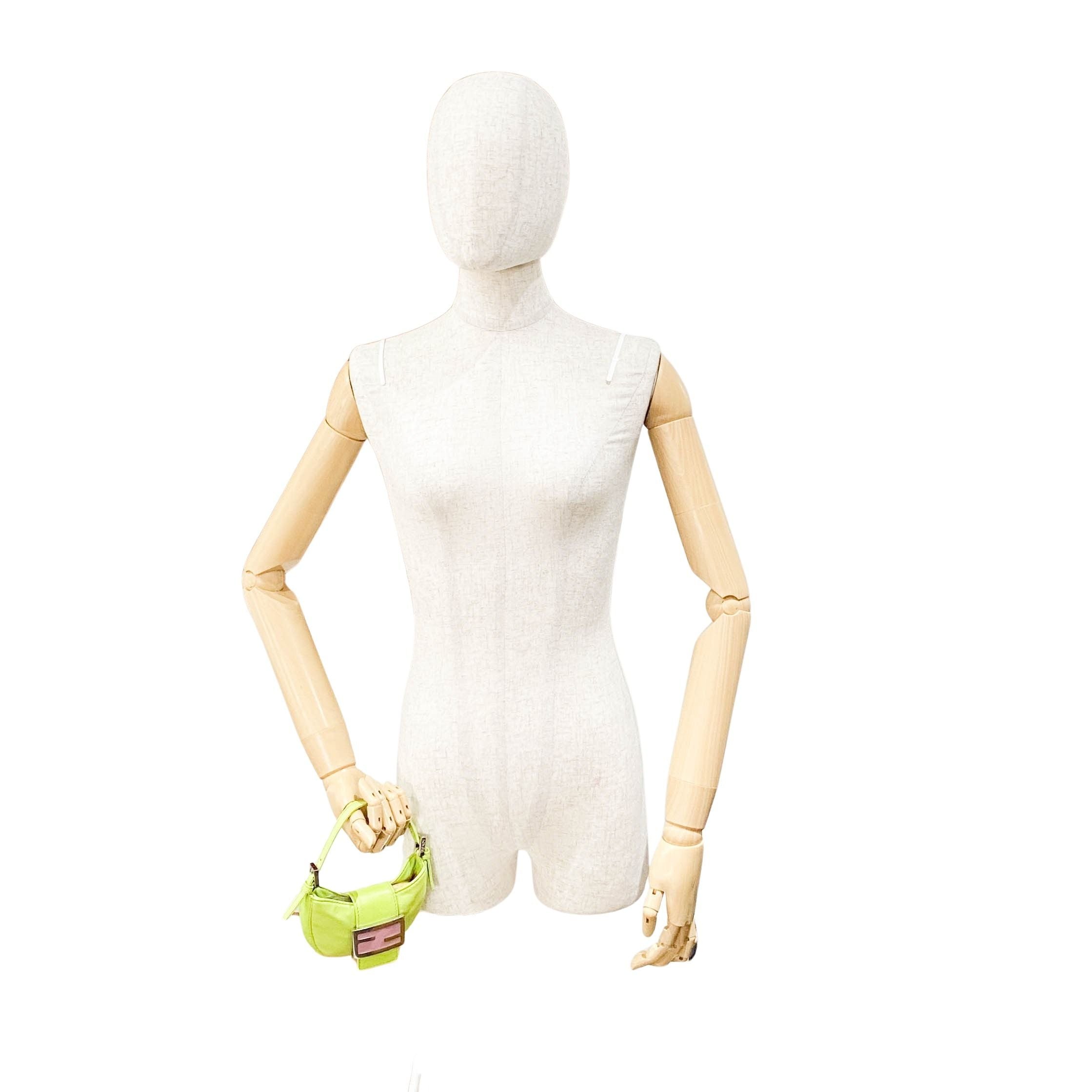 Mini Croissant Lime Green Leather Handbag