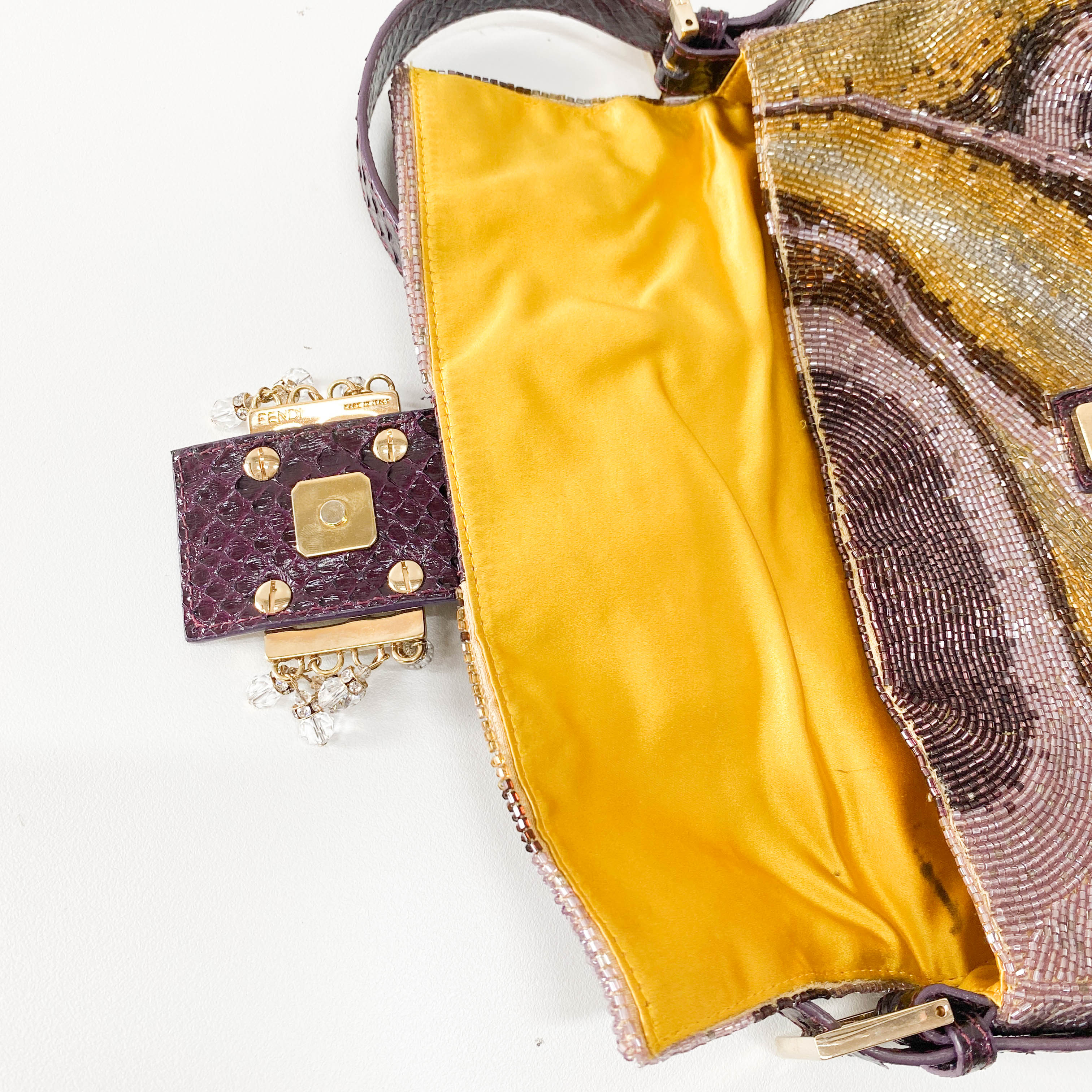 Baguette Multicolor Psychedelic Beaded Shoulder Bag