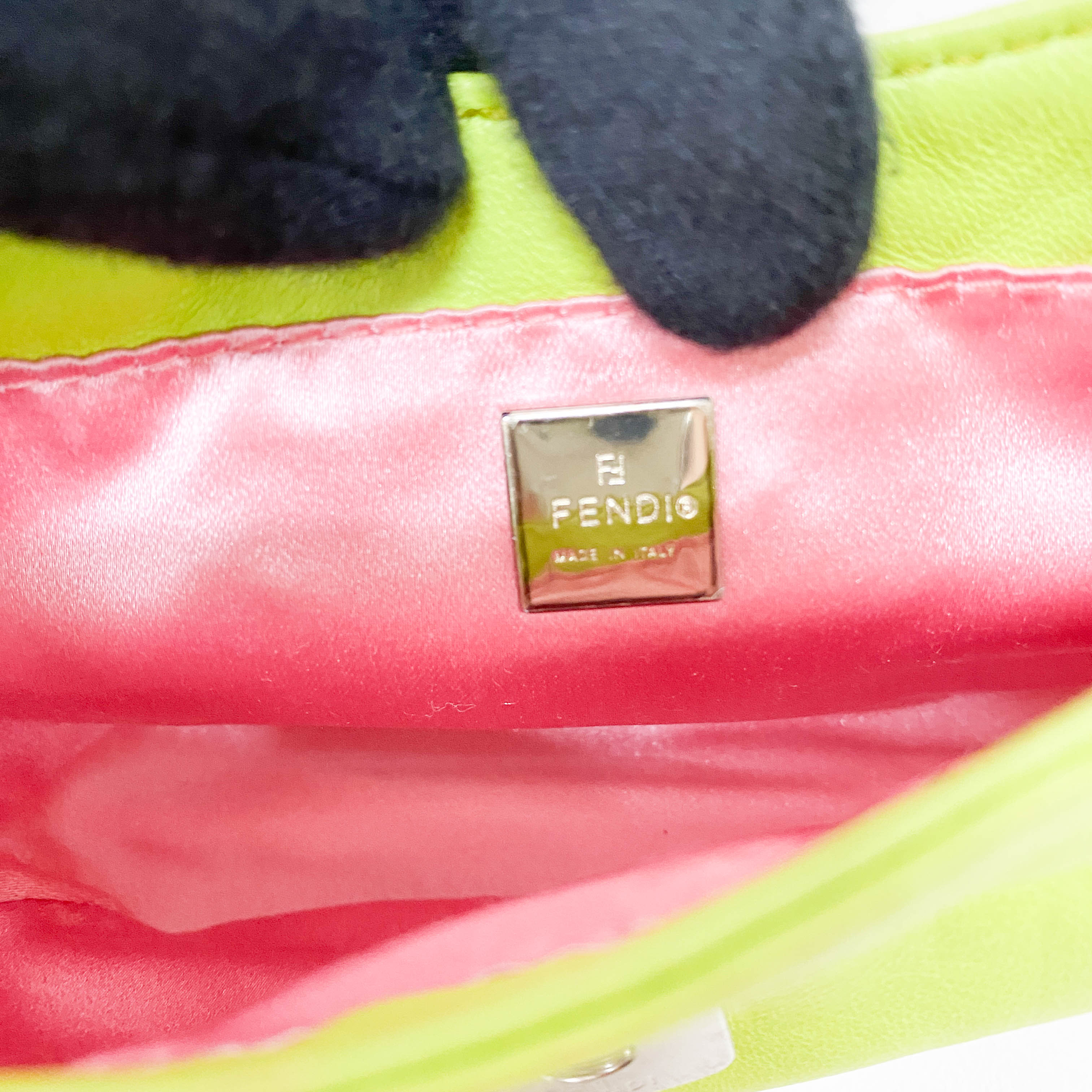 Mini Croissant Lime Green Leather Handbag