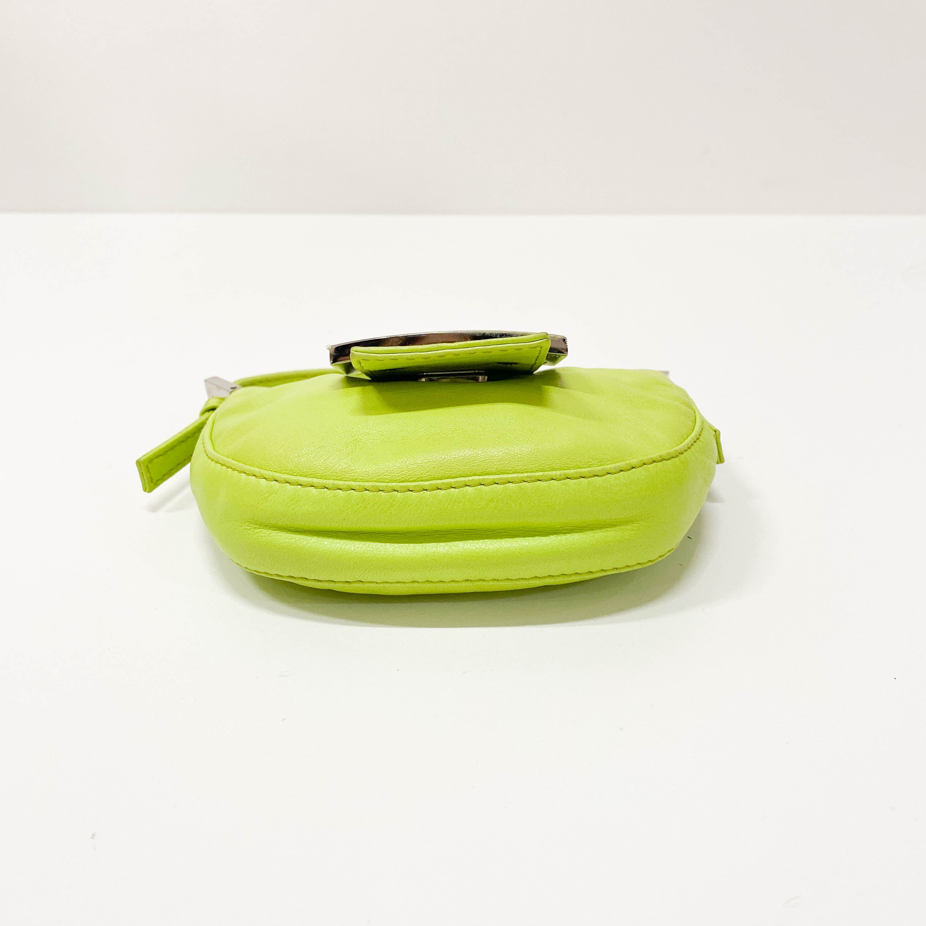 Mini Croissant Lime Green Leather Handbag