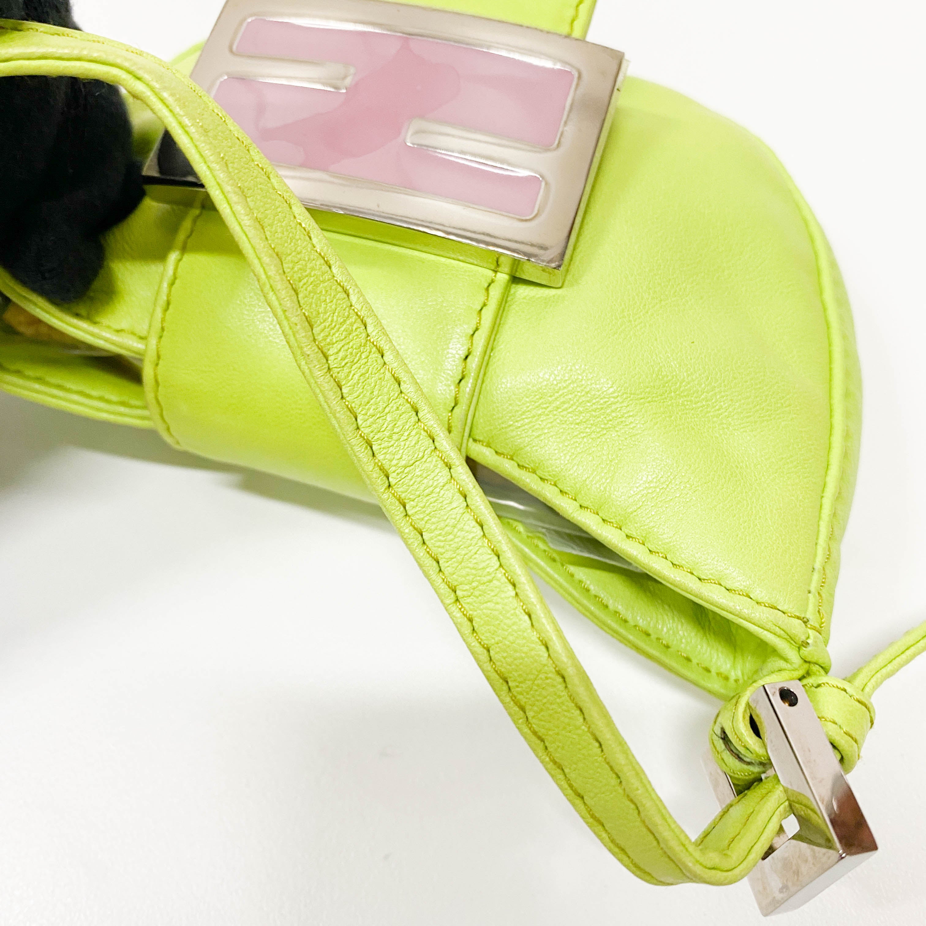 Mini Croissant Lime Green Leather Handbag