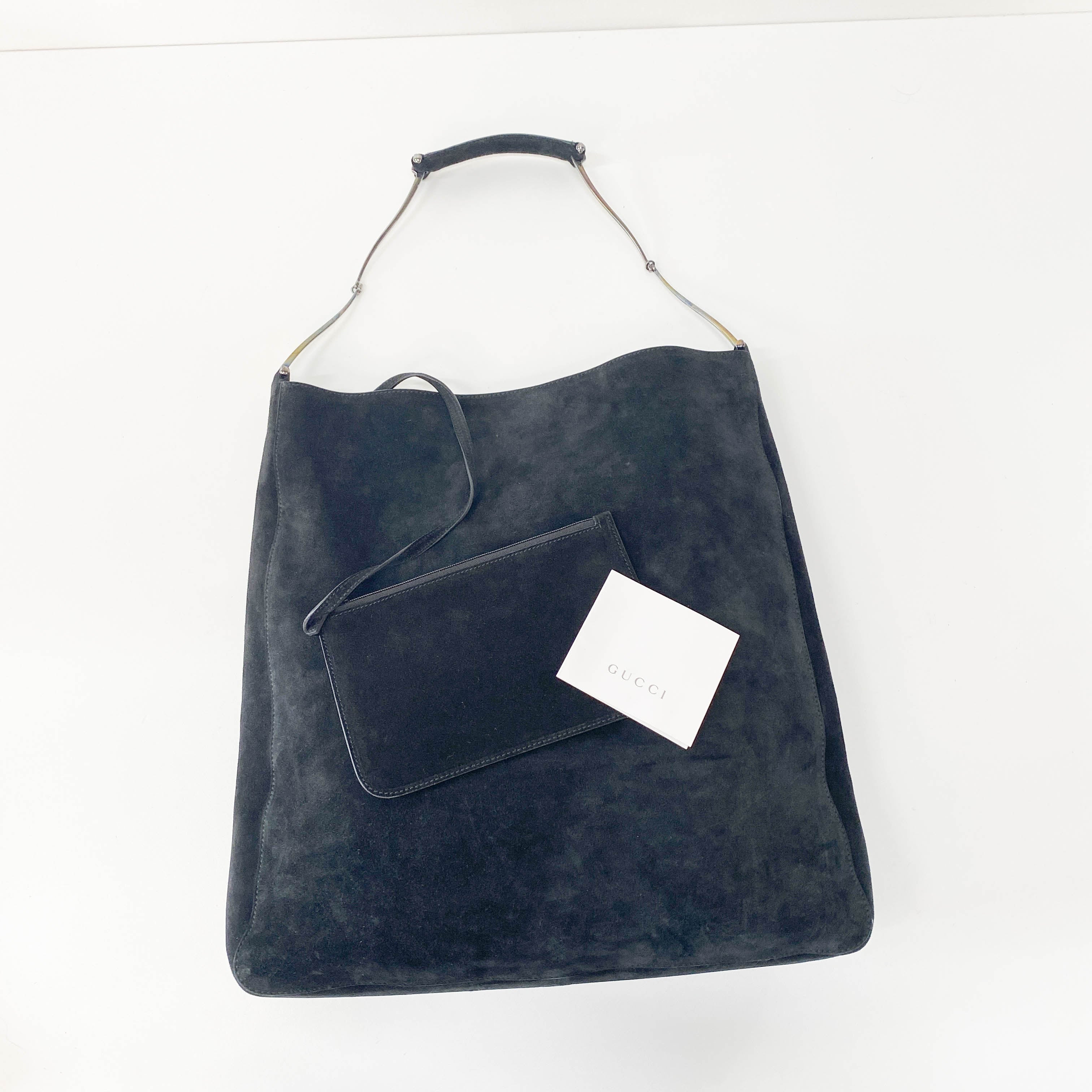 Black Suede Tote Bag