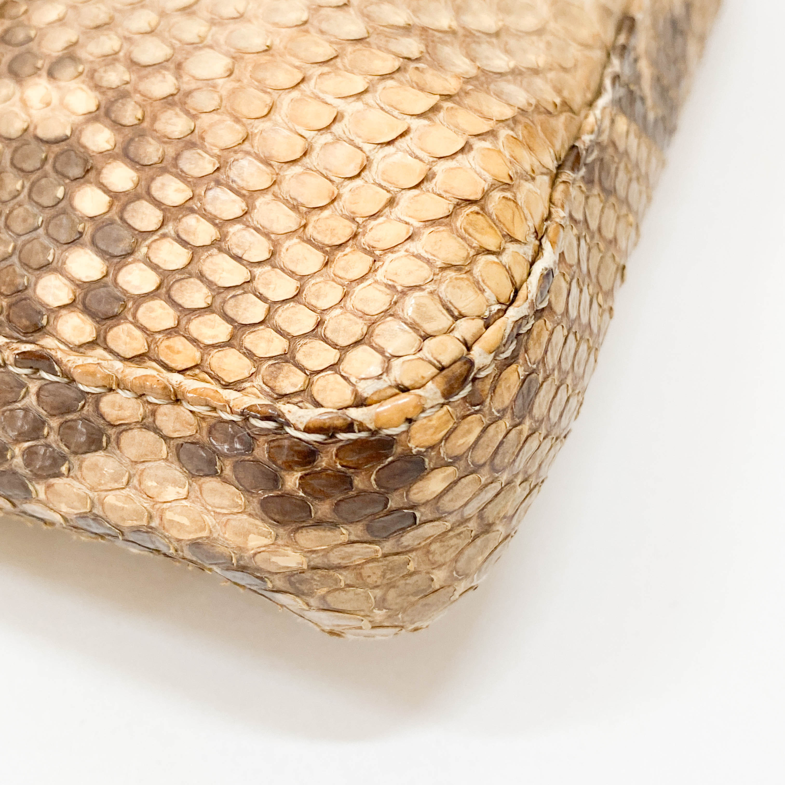 Selleria Baguette Orange Python Embossed Shoulder Bag