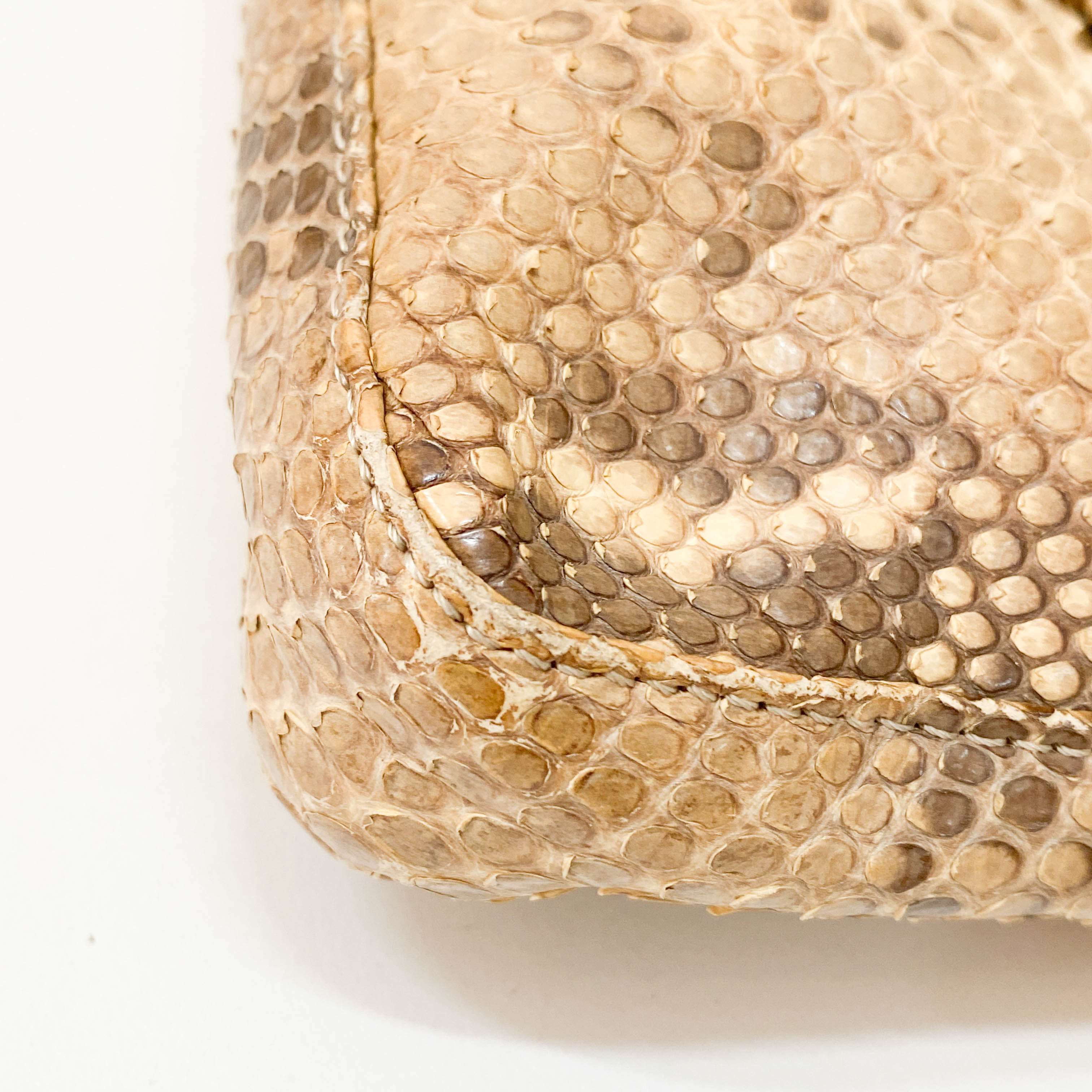 Selleria Baguette Orange Python Embossed Shoulder Bag